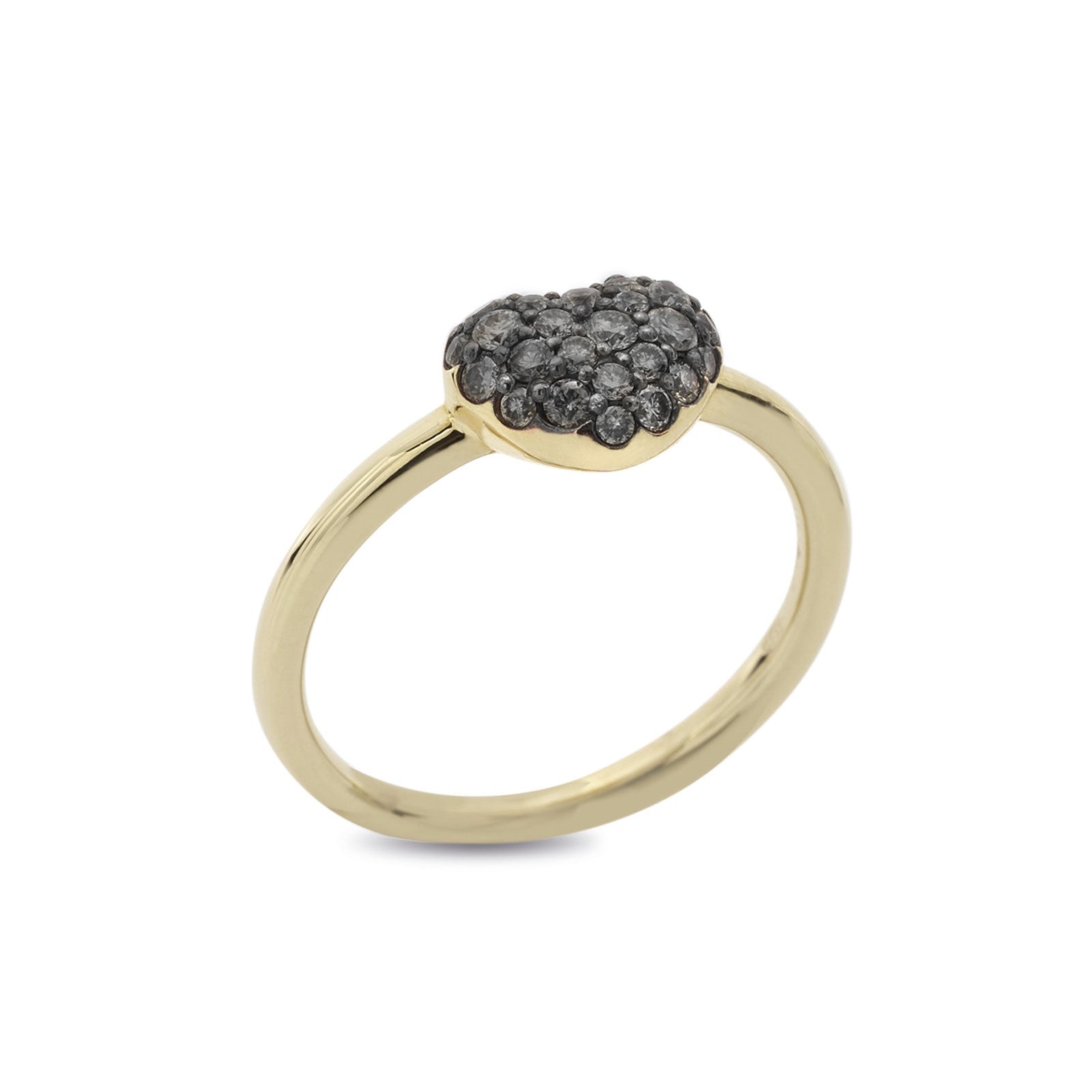 Yellow gold heart ring with black diamonds - AN0063BWR