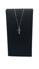 Collana Zancan croce in oro bianco 18kt, diamanti bianchi e diamanti neri - EC909B