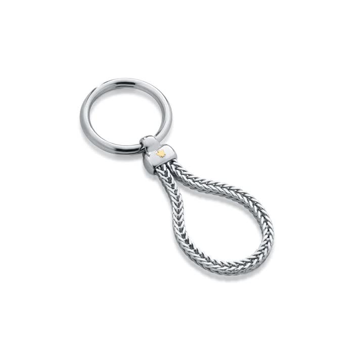 MEN'S KEY RING IN SILVER WITH GOLD ANGEL - MAN48