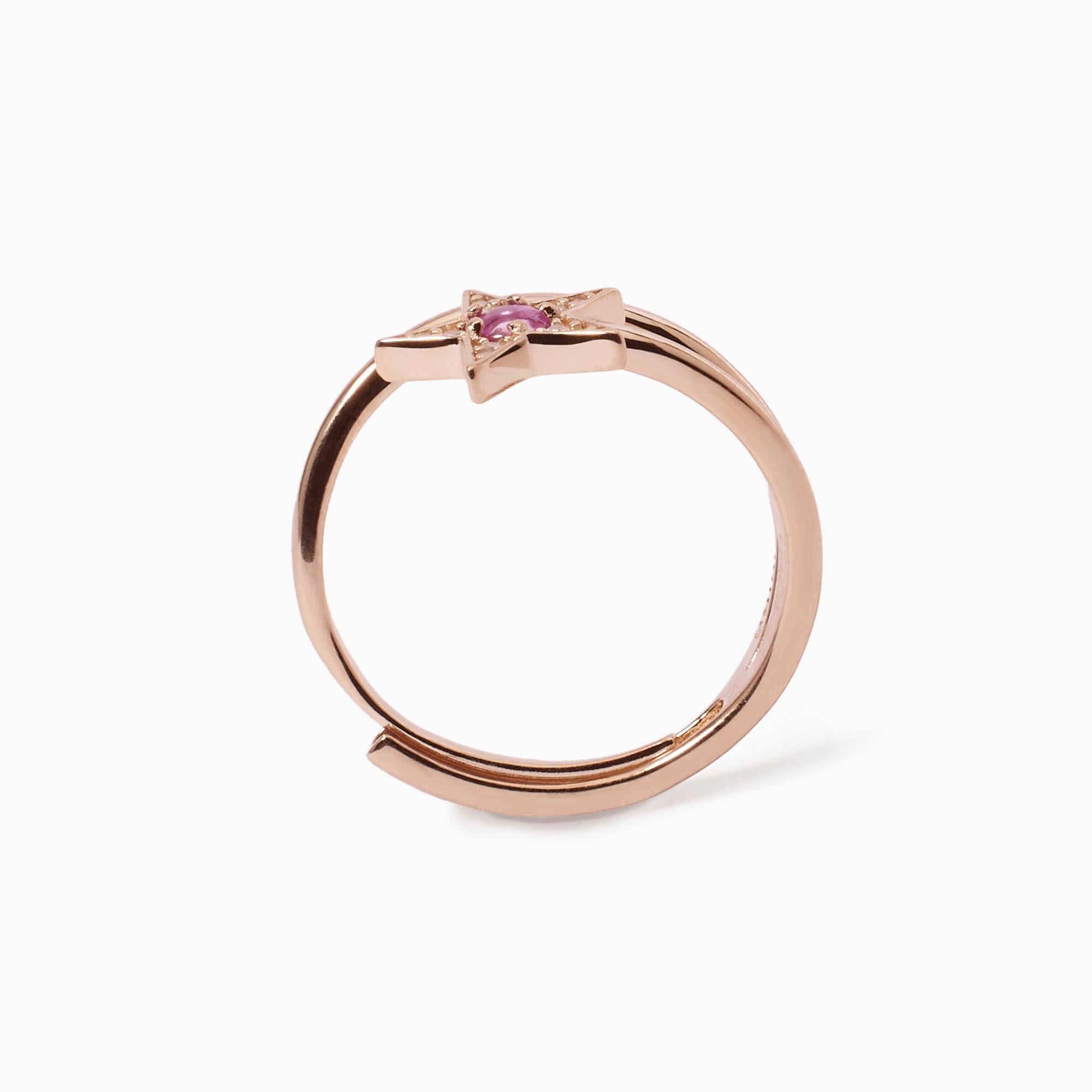 Mabina Donna - Pink star ring with synthetic tourmaline - 523279