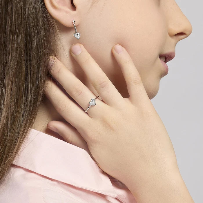 Mabina Junior - Anello in argento con cuore pavè MON AMOUR - 523316