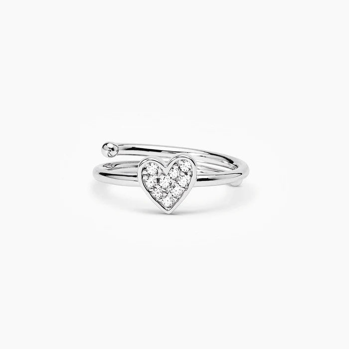 Mabina Junior - Anello in argento con cuore pavè MON AMOUR - 523316