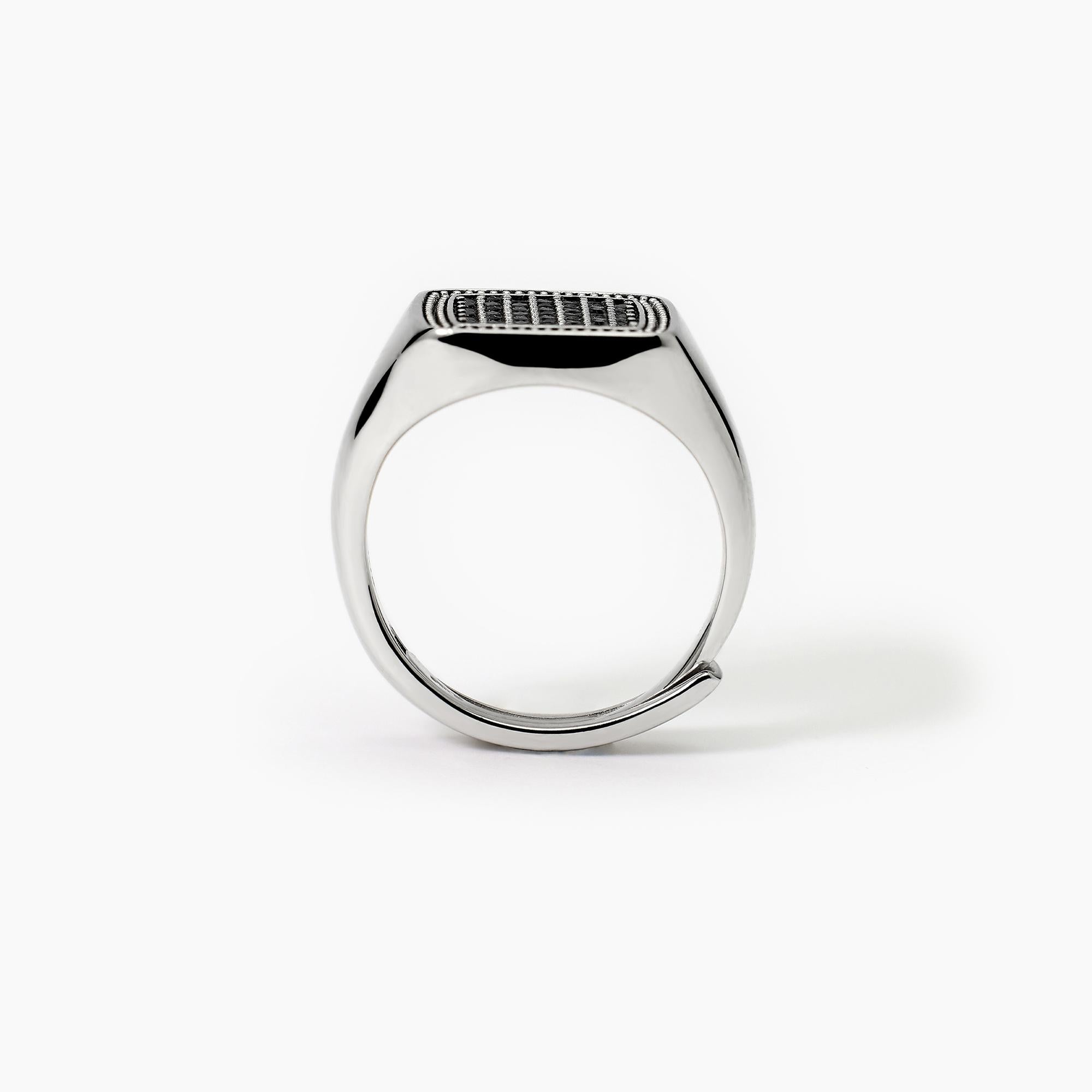 Mabina Man - Chevalier ring with black pavé PRIMO CAPITANO - 523322