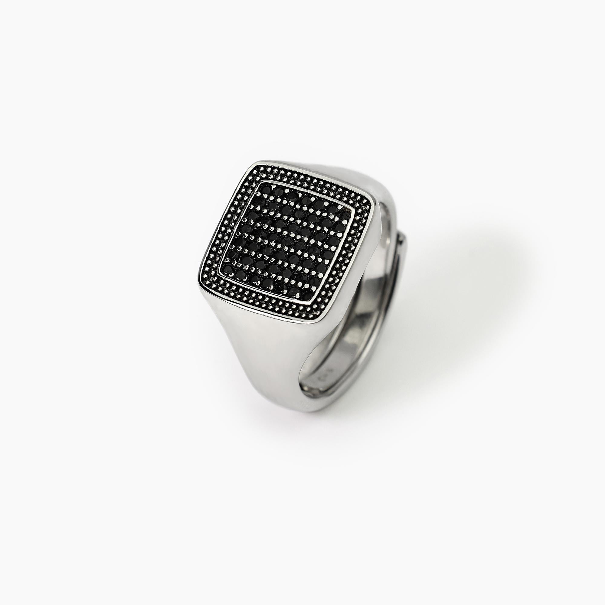 Mabina Man - Chevalier ring with black pavé PRIMO CAPITANO - 523322