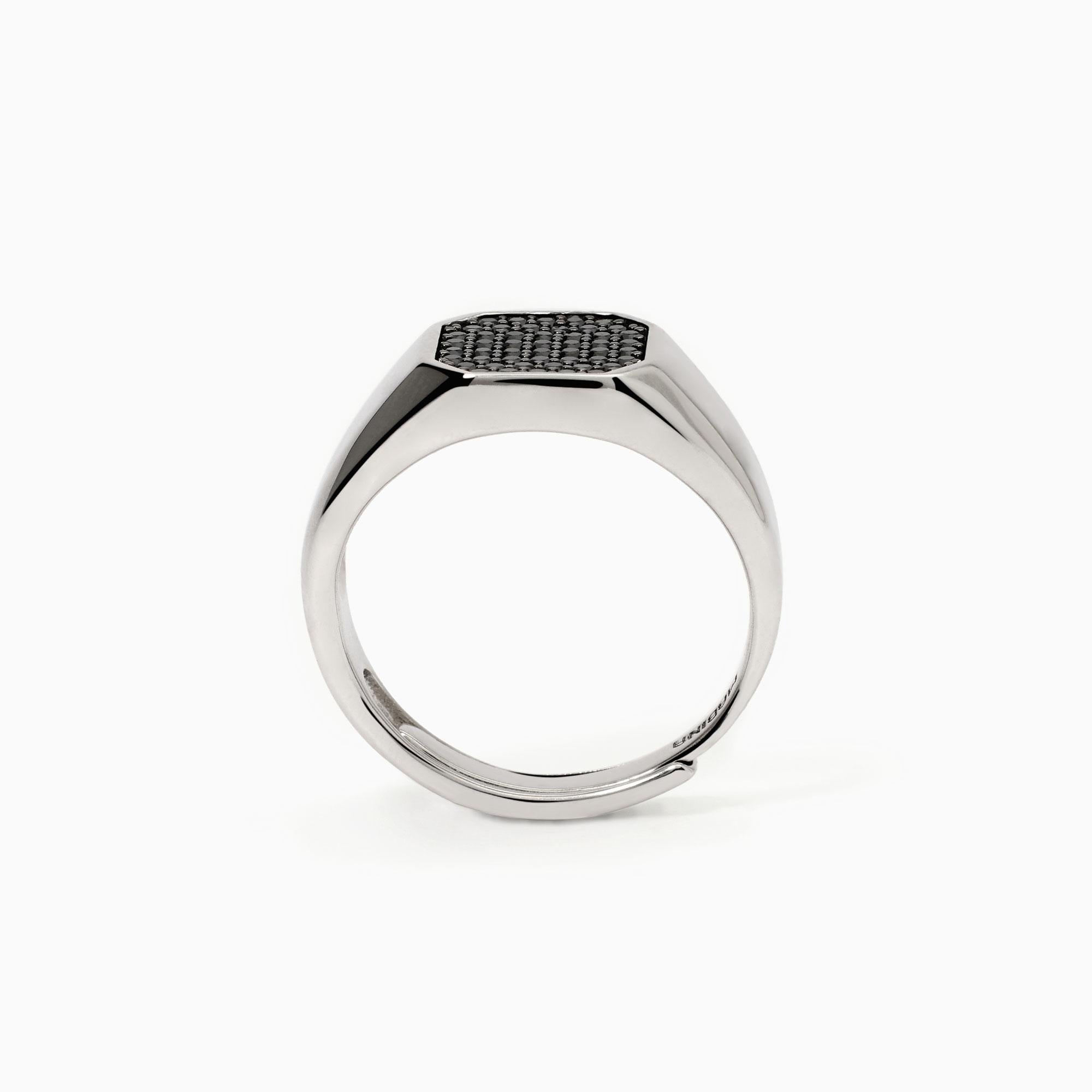 Mabina Uomo - Men's silver ring with black zircons PRIMO CAPITANO - 523401