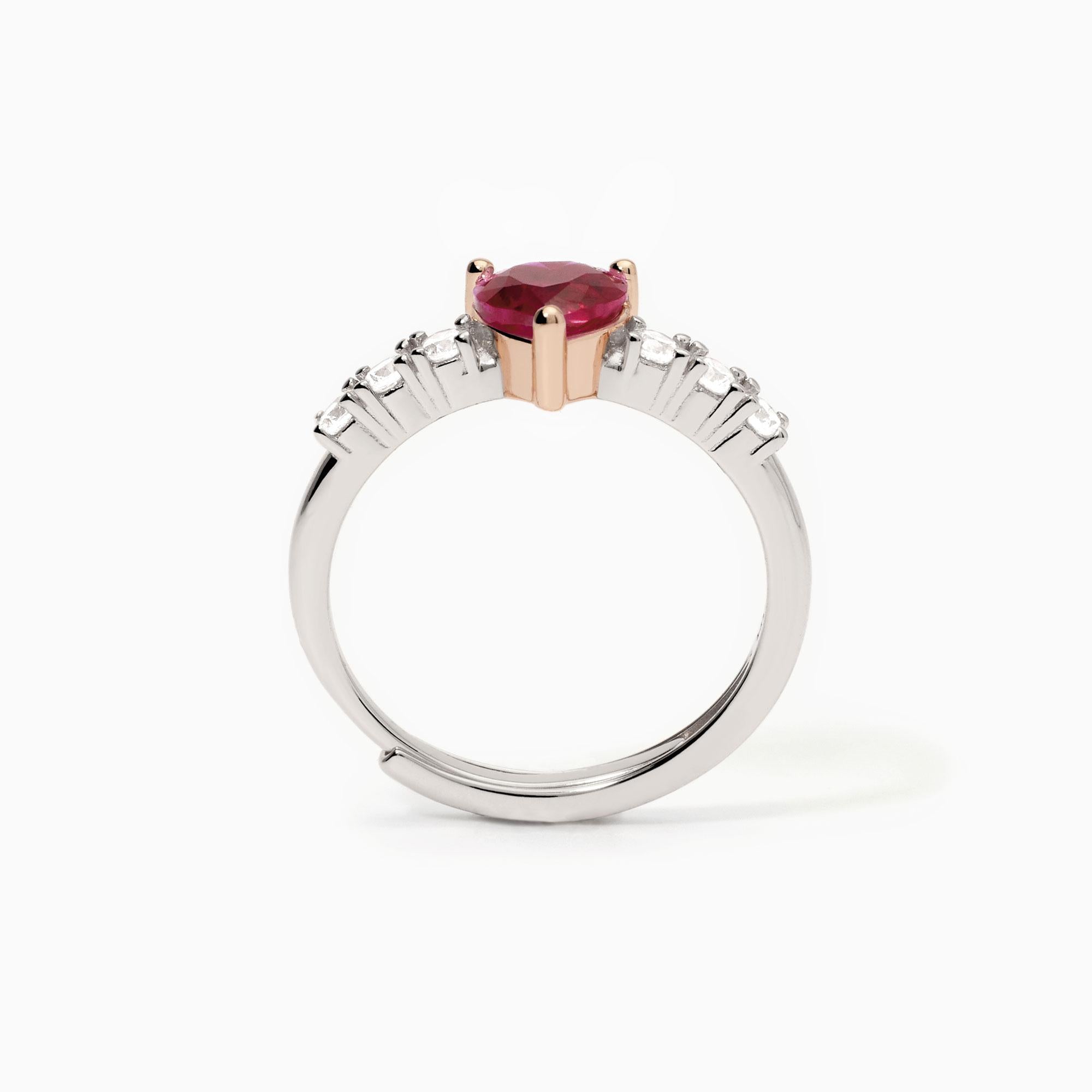 Mabina Donna - Women's ring with ruby ​​and zircons ROUGE - 523407