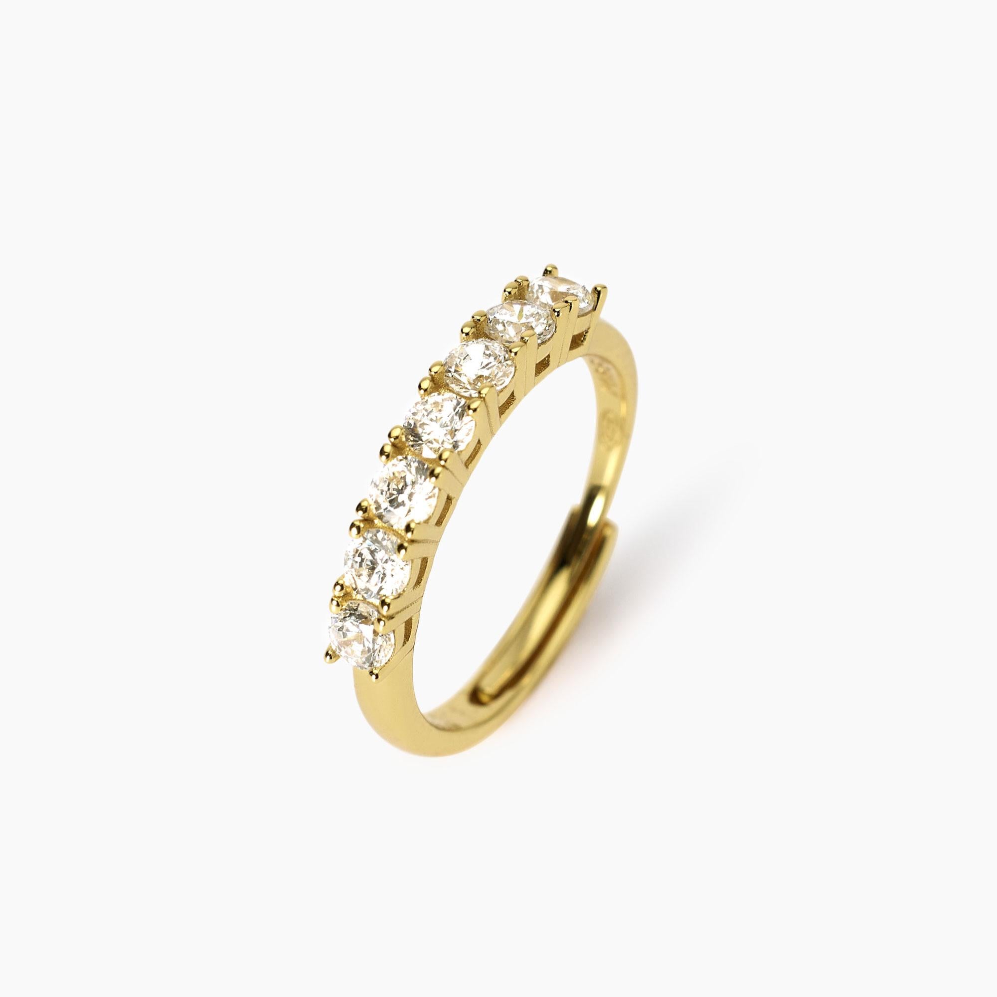 Mabina Donna - Anello veretta dorato con zirconi SEVENTIES - 523458