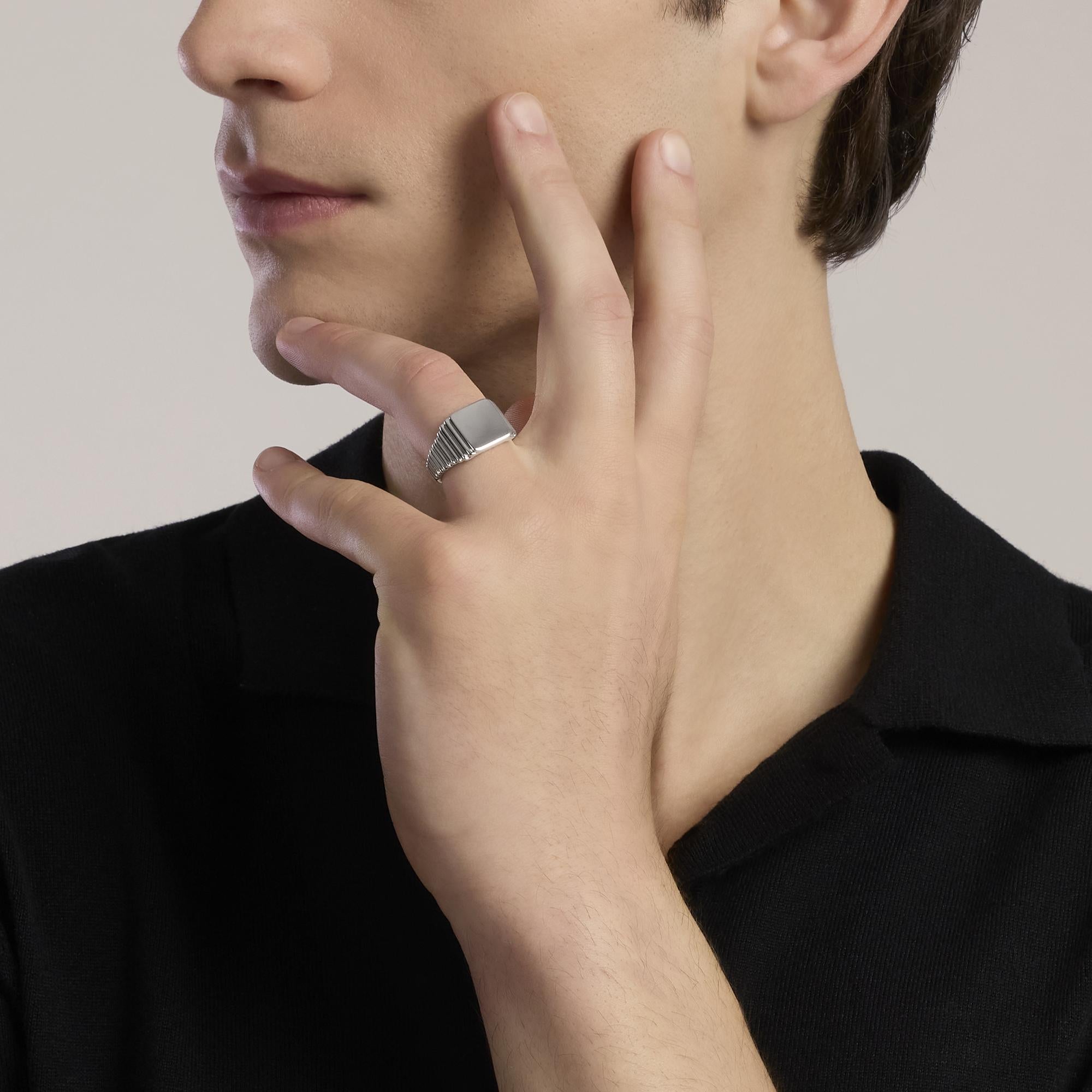 Mabina Uomo - Anello chevalier regolabile in argento con con tavola quadrata JOHNNY - 523498