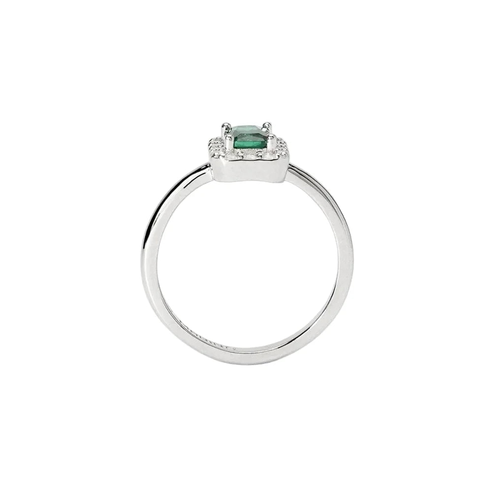 Mabina Donna - Anello In Argento 925 e smeraldo sintetico con diamanti lab-grown - 523532