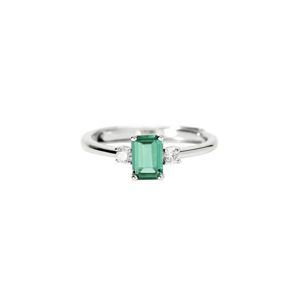 Mabina Donna - Anello In Argento 925 e smeraldo sintetico con diamanti lab-grown - 523532