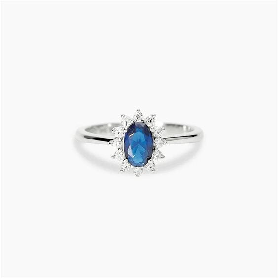 Mabina Donna - Anello In Argento 925 zaffiro con diamanti lab-grown - 523543
