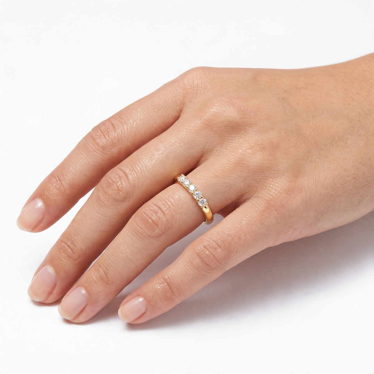 Mabina Donna - Anello In Argento dorato 925 veretta con diamanti lab-grown - 523546