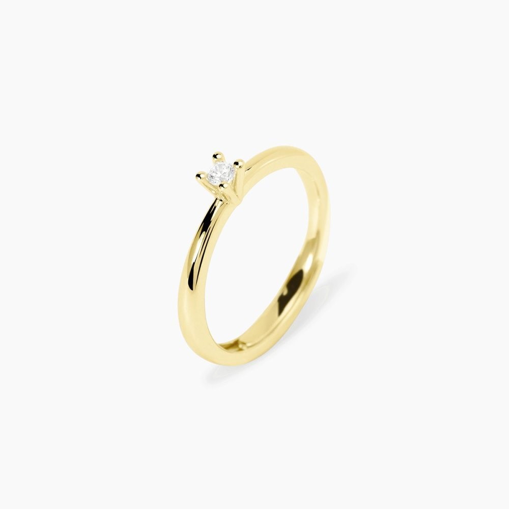 Mabina Donna - Anello solitario In Argento dorato 925 con diamanti lab-grown - 523548