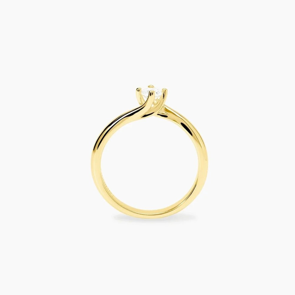 Mabina Donna - Anello solitario In Argento 925 dorato con diamanti lab-grown - 523549
