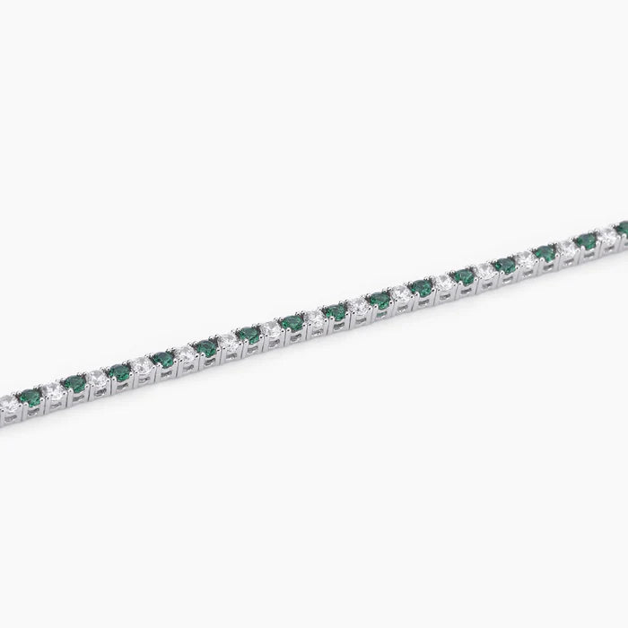 Mabina Donna - Bracciale tennis in argento con smeraldi sintetici e zirconi - 533458-17