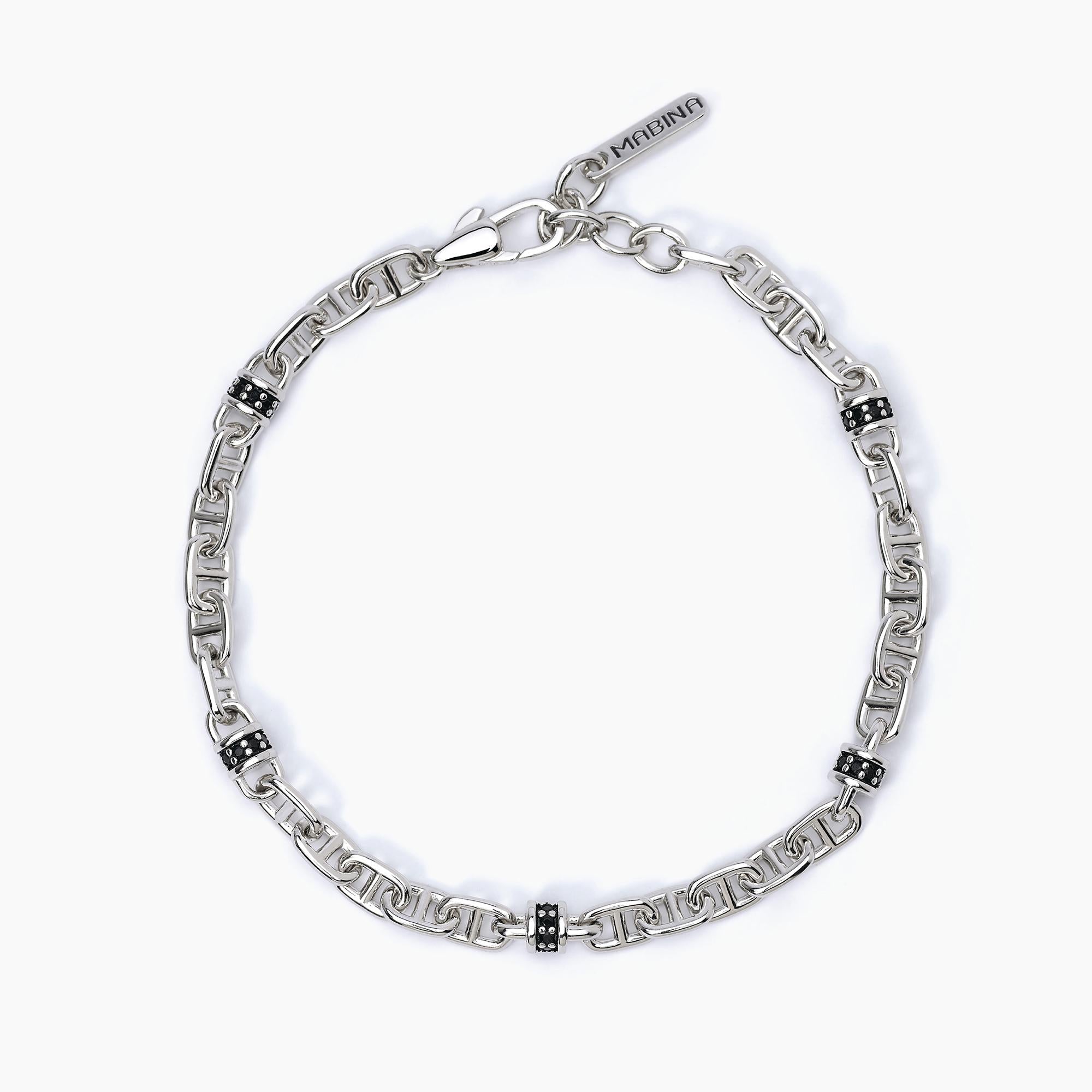 Mabina Uomo - Bracciale maglia rolò con inserti neri NEUTRAL - 533628