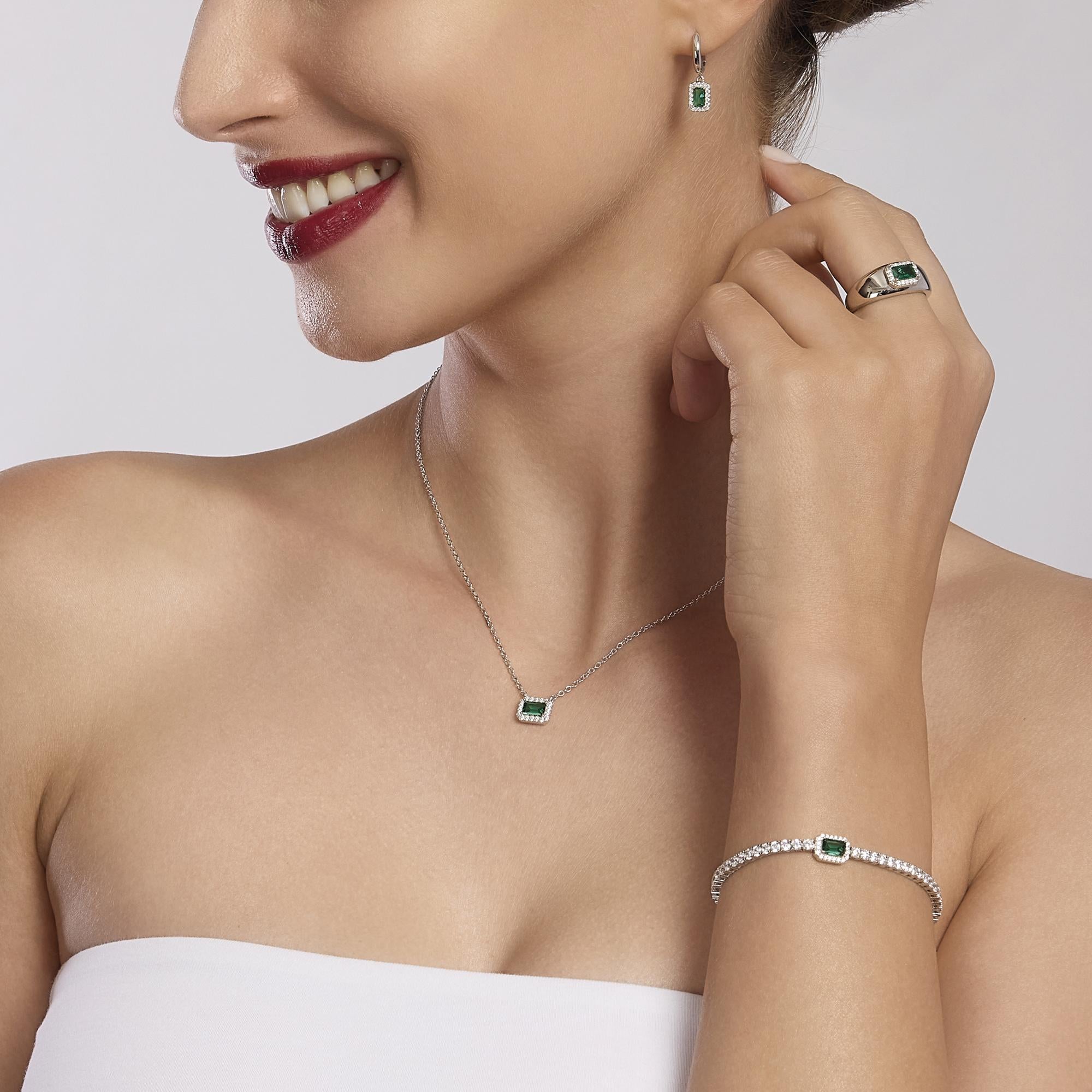 Mabina Donna - Bracciale con smeraldo sintetico COOL OR RÉTRO? - 533636-M