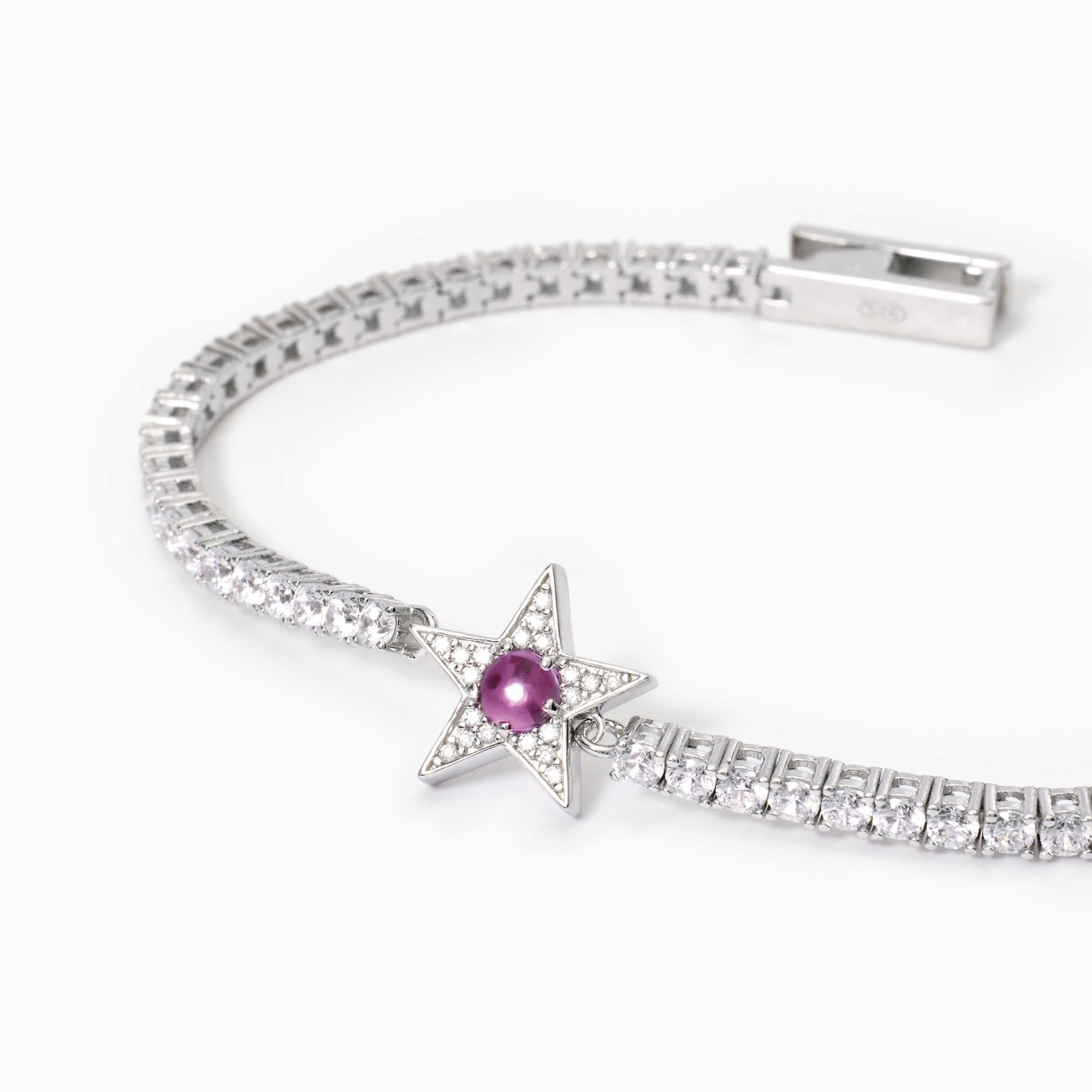 Mabina Woman - Star tennis bracelet with synthetic tourmaline STARLET -533650-M