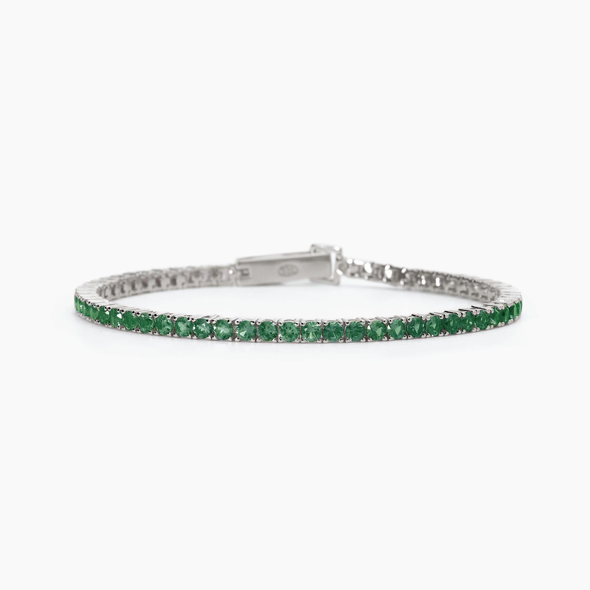 Mabina Woman - Tennis in silver with synthetic emeralds TENNIS CLUB - 533668-M