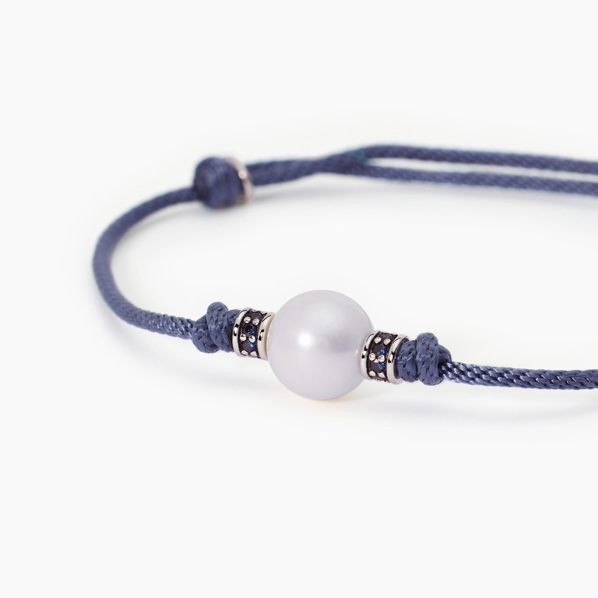 Mabina Uomo - Bracciale con cordino blu e perla bianca TROPICAL - 533719