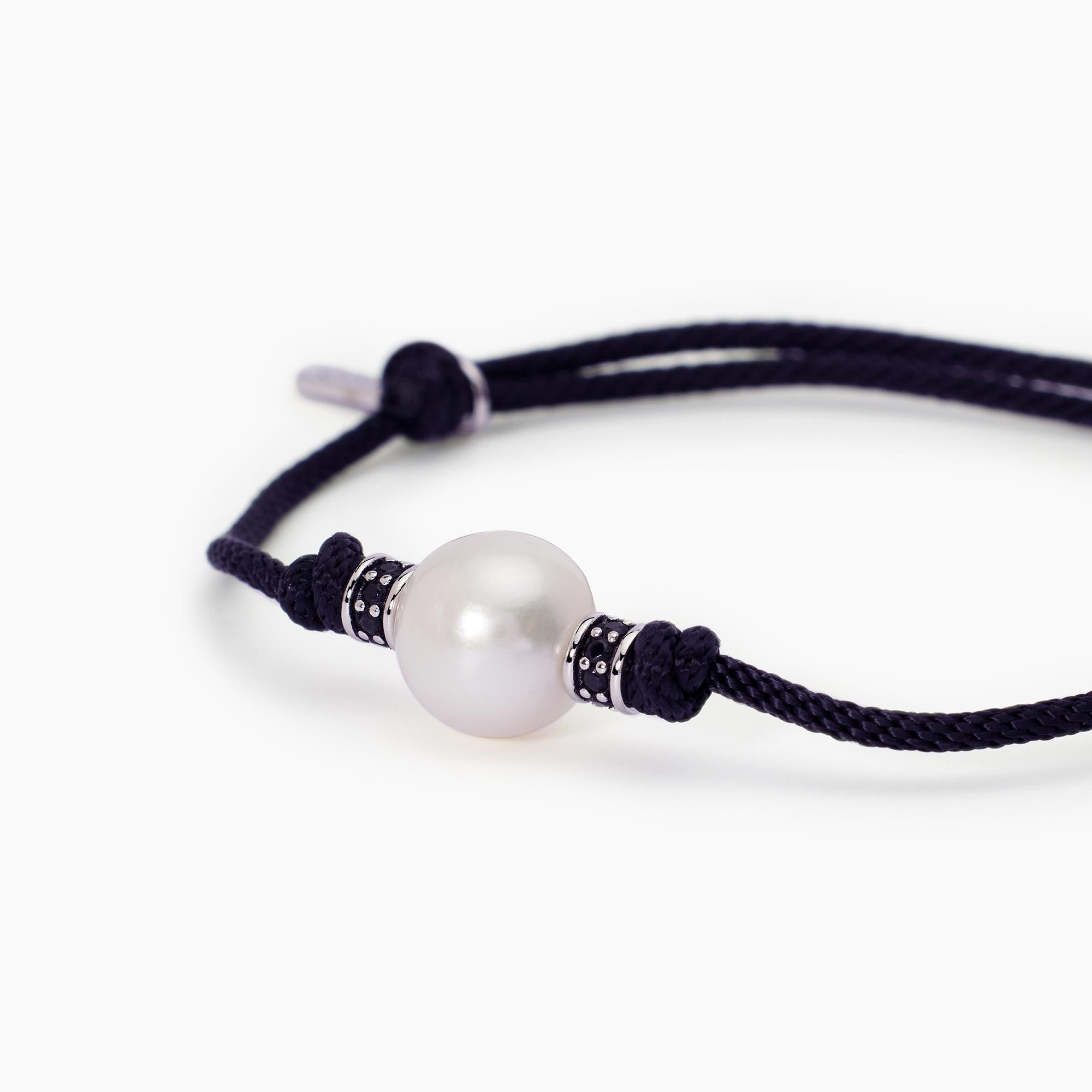 Mabina Man - Bracelet with black cord and white pearl TROPICAL - 533720