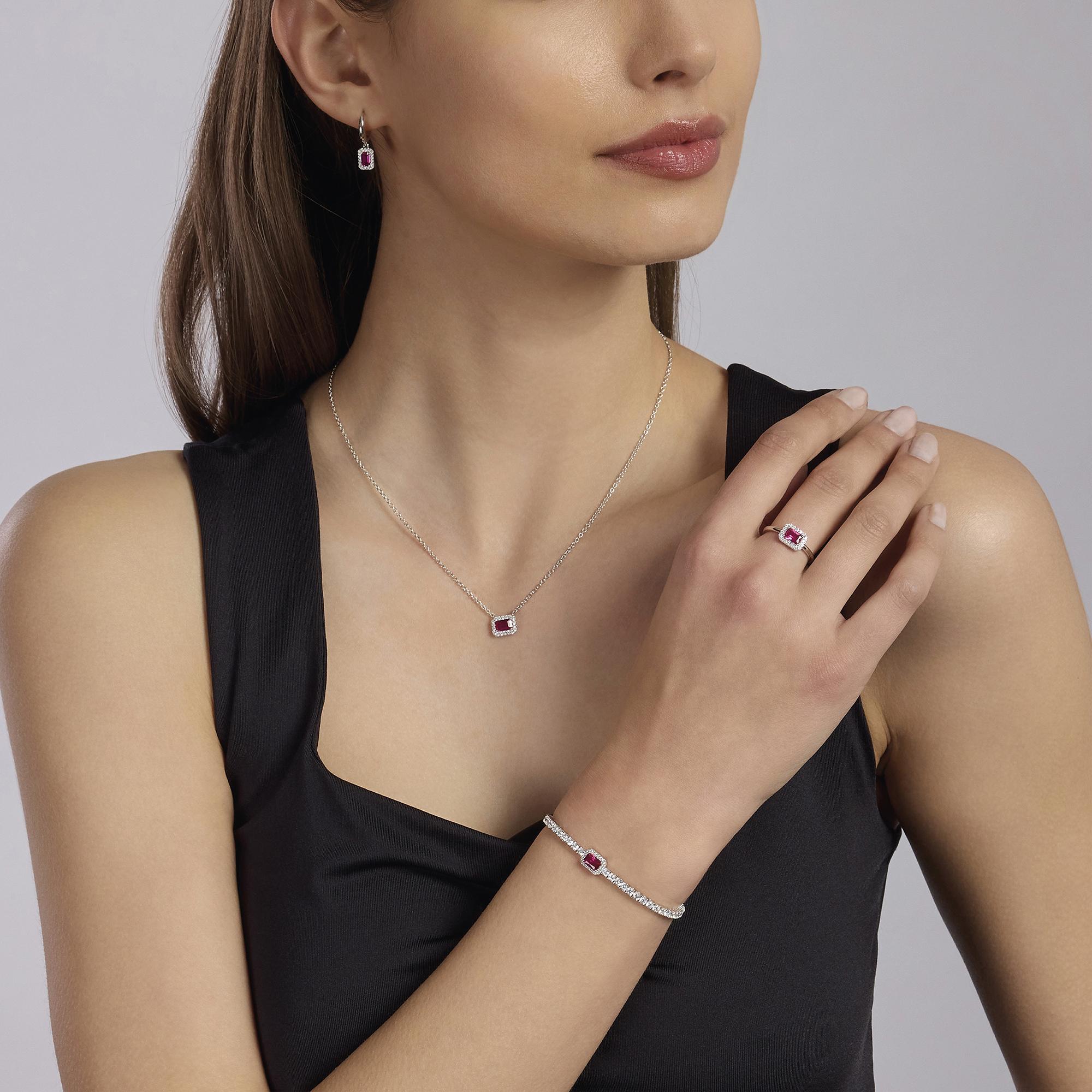 Mabina Donna - Tennis in argento con rubino sintetico COOL OR RÉTRO? - 533741-M