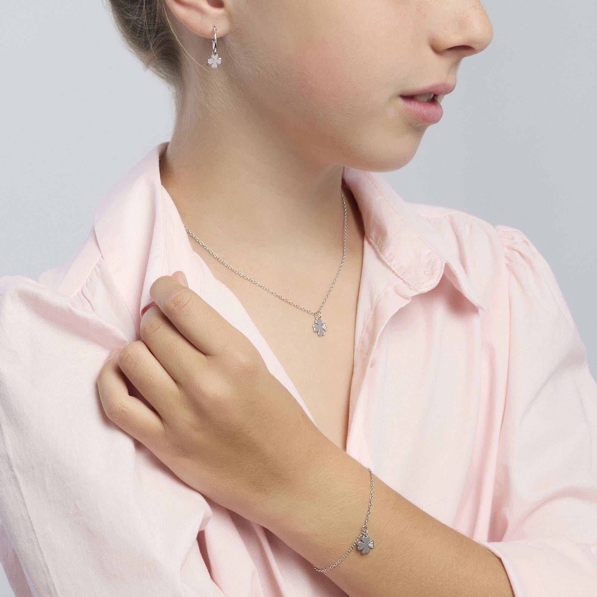 Mabina Junior - Bracciale in argento con quadrifoglio e zirconi CERCAMI - 533781