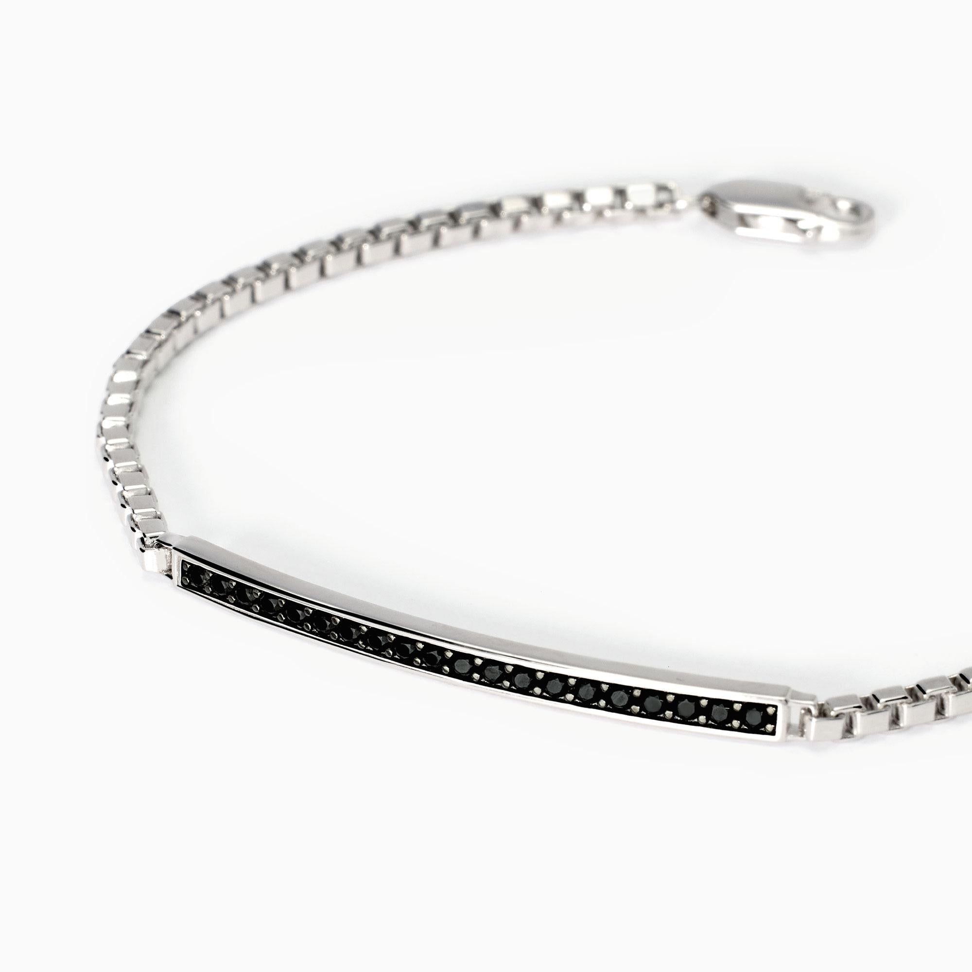 Mabina Uomo - Bracciale uomo in argento con piastra e zirconi Cosmopolitan - 533829