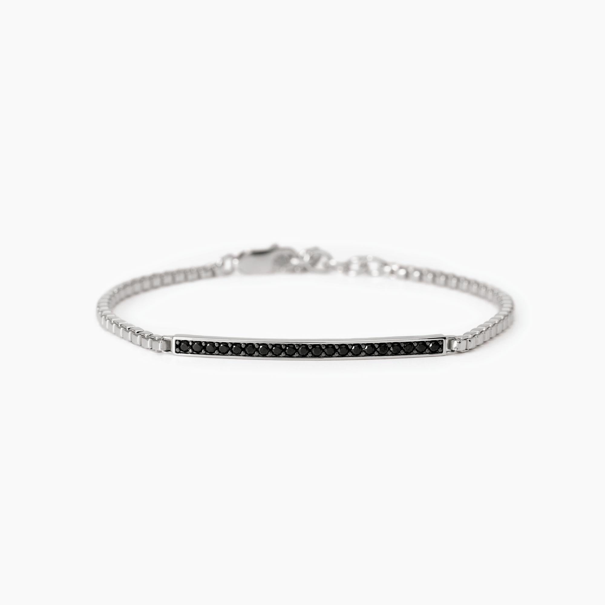 Mabina Uomo - Bracciale uomo in argento con piastra e zirconi Cosmopolitan - 533829