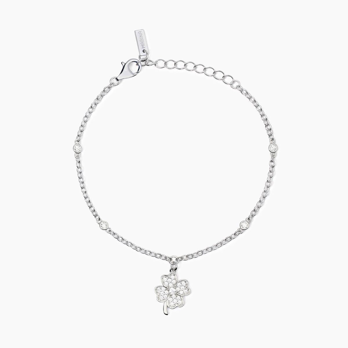 Mabina Donna - Bracciale in argento con catena e quadrifoglio Buona Fortuna - 533890