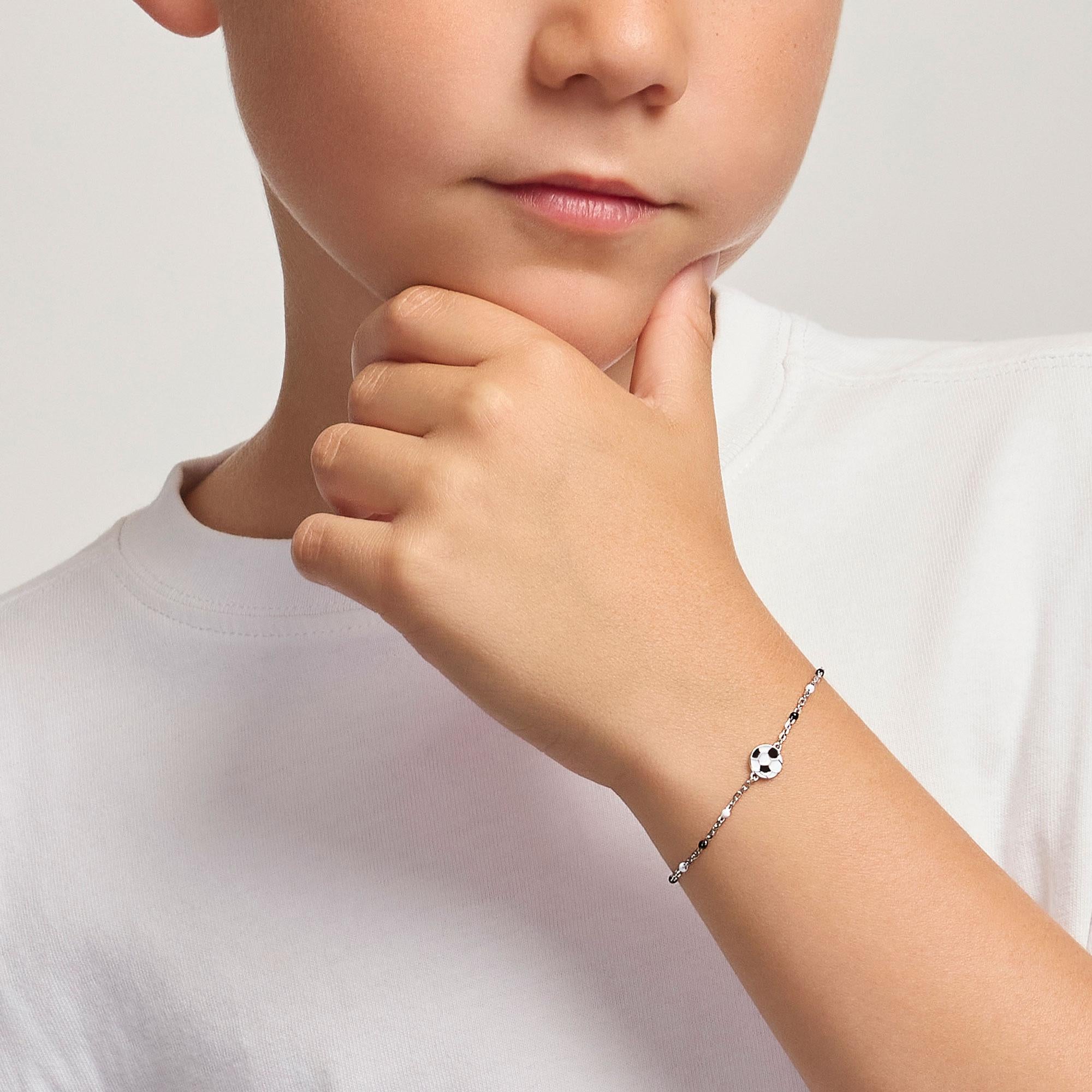 Mabina Junior - Bracciale con pallone e inserti bianchi e neri W Il Football - 533931