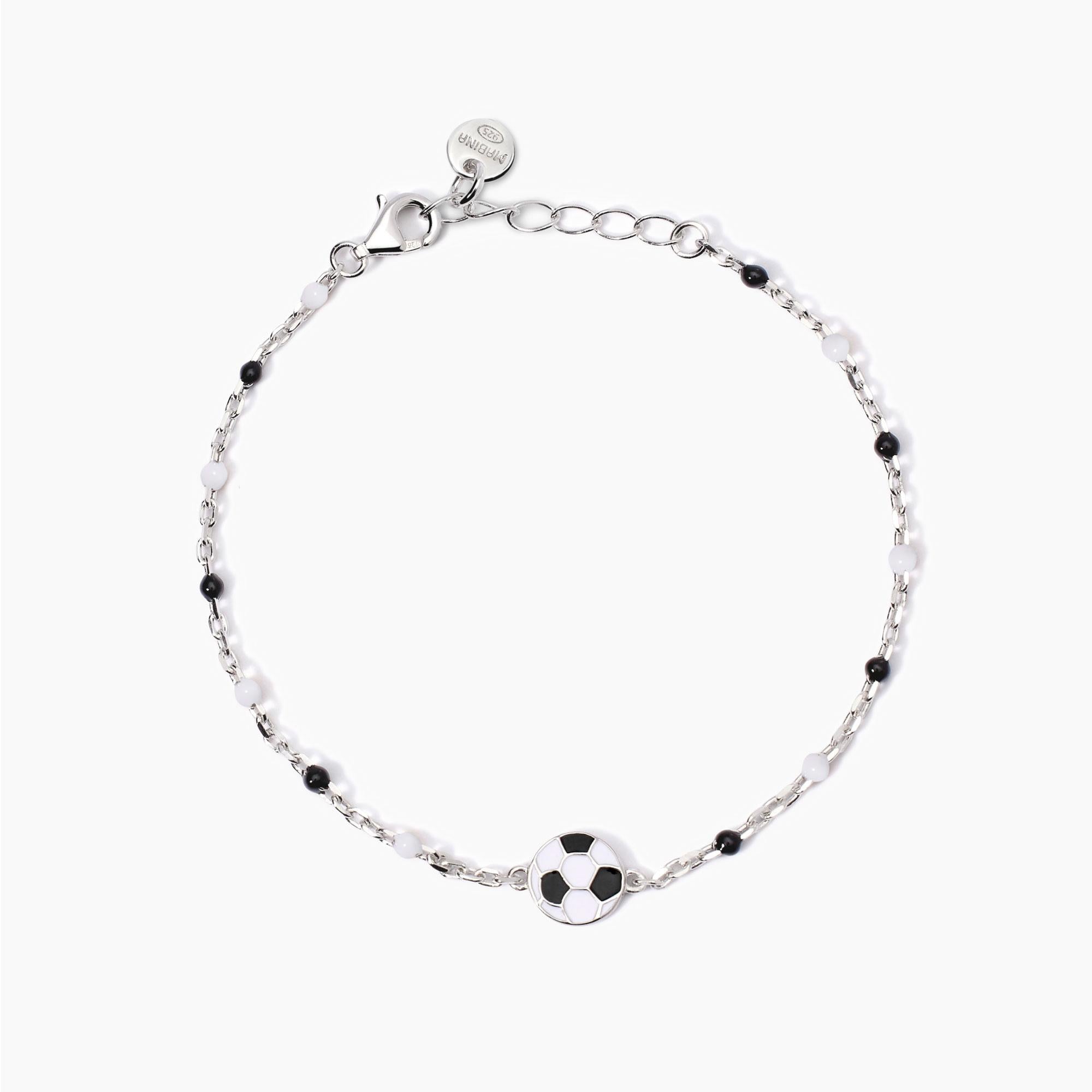 Mabina Junior - Bracciale con pallone e inserti bianchi e neri W Il Football - 533931