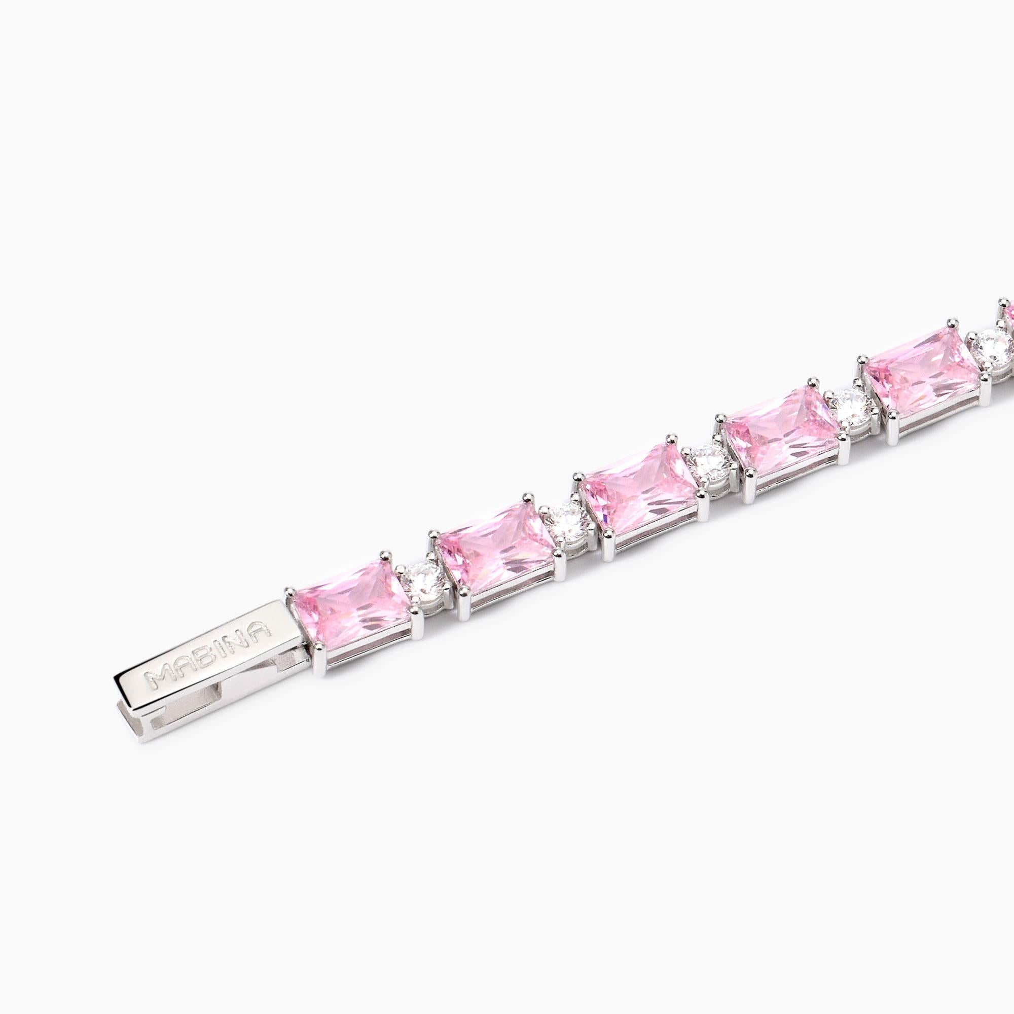 Mabina Donna - Bracciale in argento con zirconi rosa Battito - 533939-18