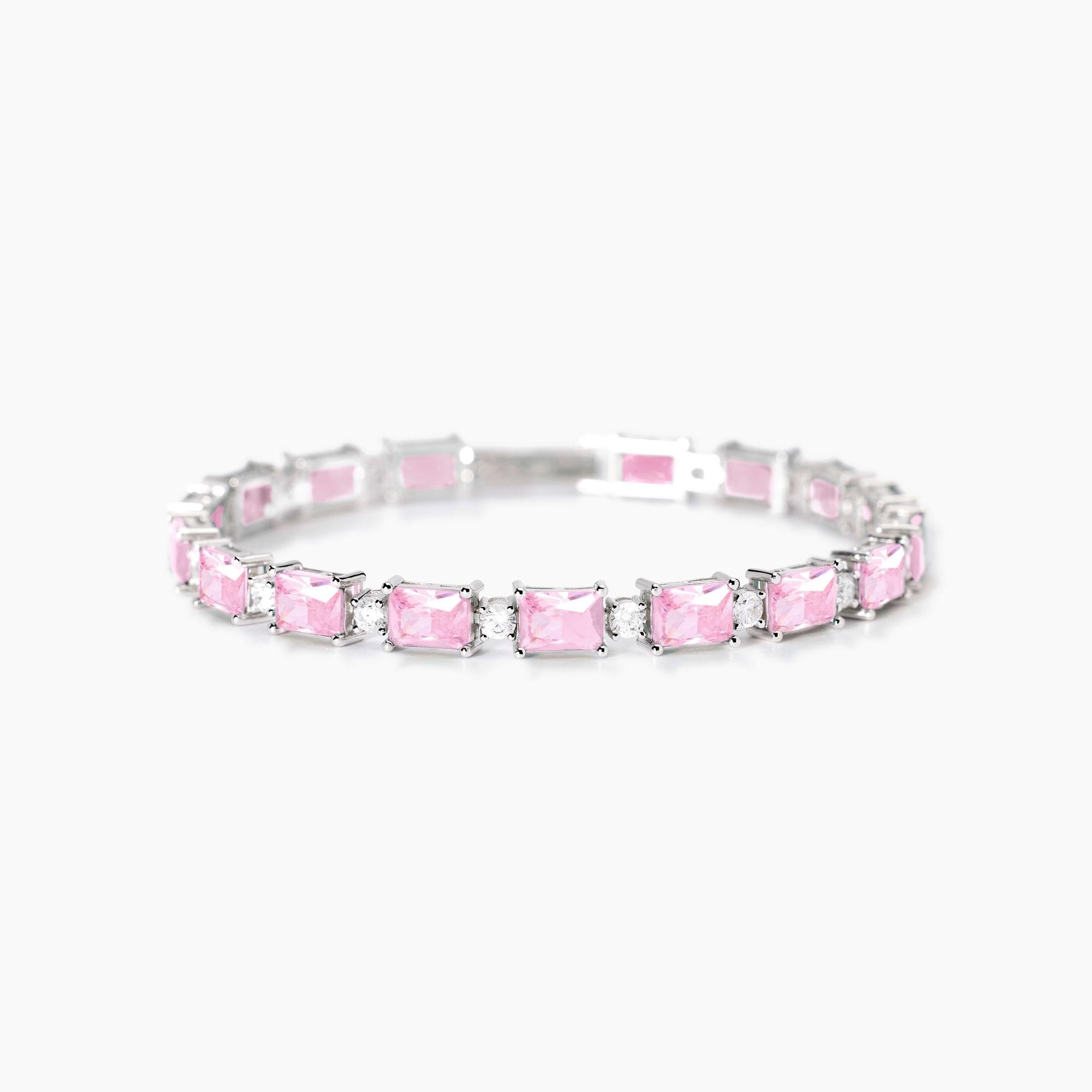 Mabina Donna - Bracciale in argento con zirconi rosa Battito - 533939-18