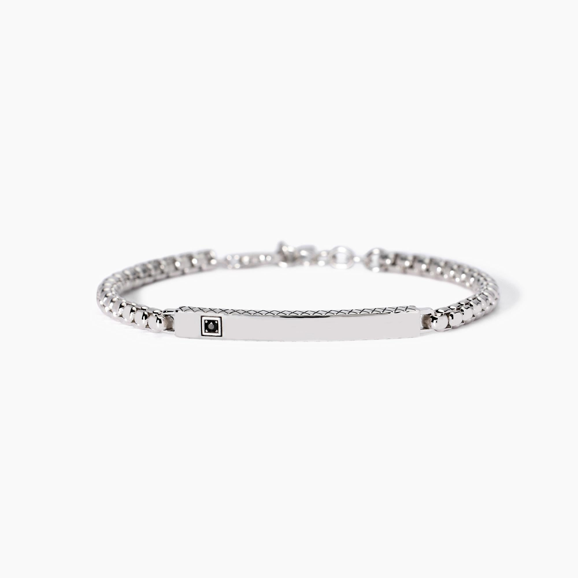 Mabina Uomo - Bracciale uomo con zircone e piastra Beniamino - 533985