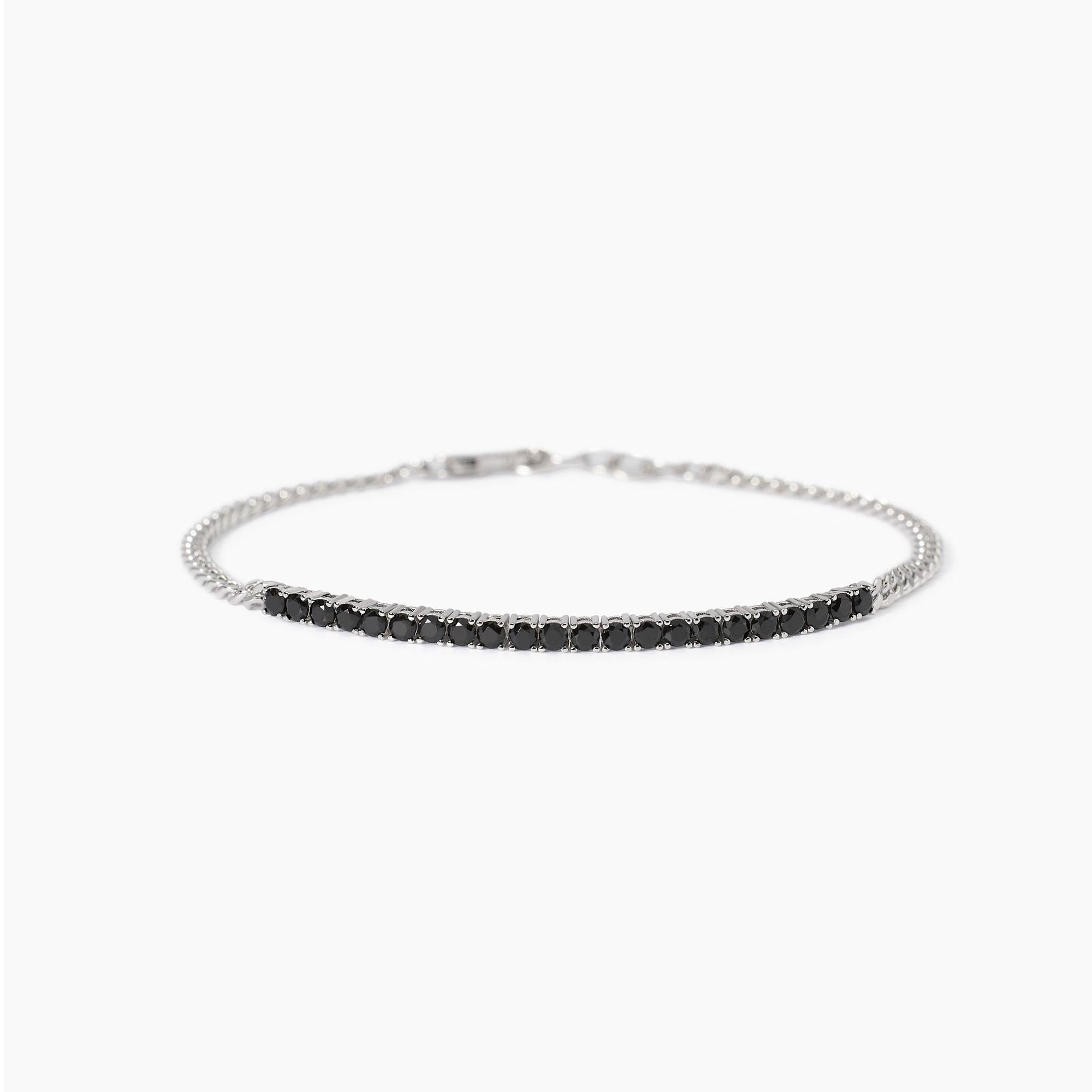 Mabina Uomo - Bracciale con catena groumette e tennis di zirconi Midnight - 533989