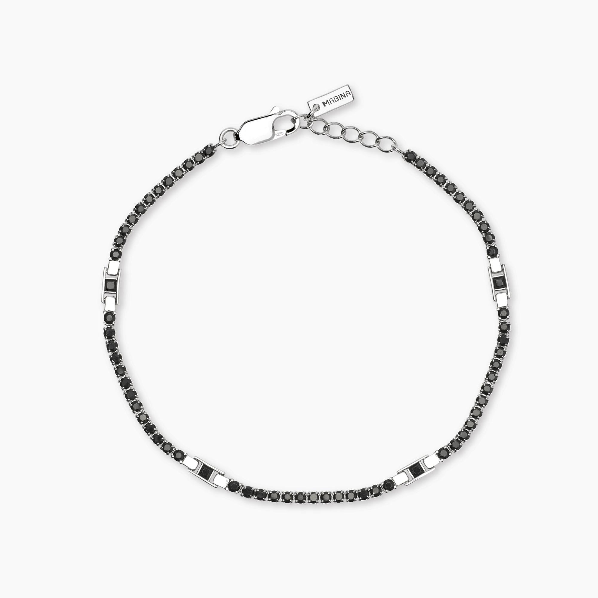 Mabina Uomo Bracciale tennis da uomo con zirconi neri, Cult - 534087