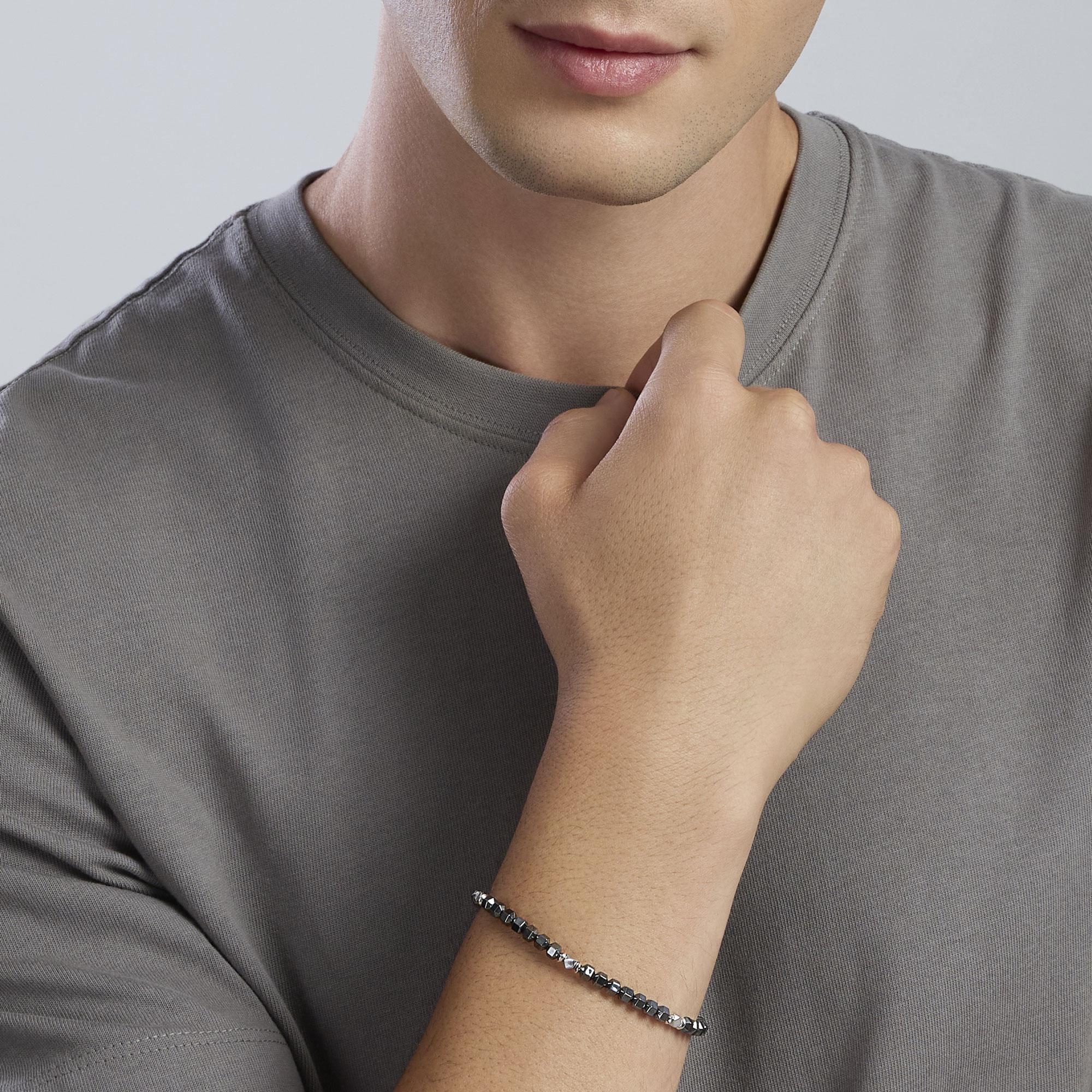 Mabina Uomo Bracciale regolabile da uomo in argento e ematite, Porto Alegre - 534089