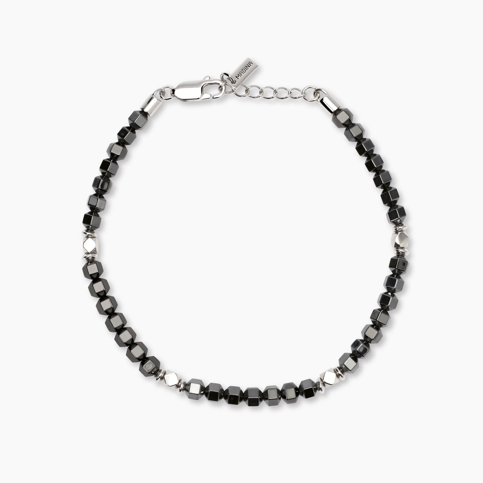 Mabina Uomo Bracciale regolabile da uomo in argento e ematite, Porto Alegre - 534089
