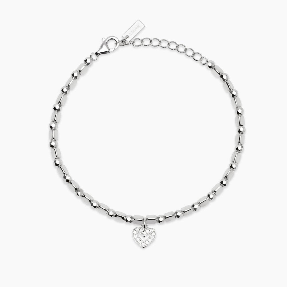 Mabina Donna - Bracciale in argento con sfere e ciondolo cuore - 534097