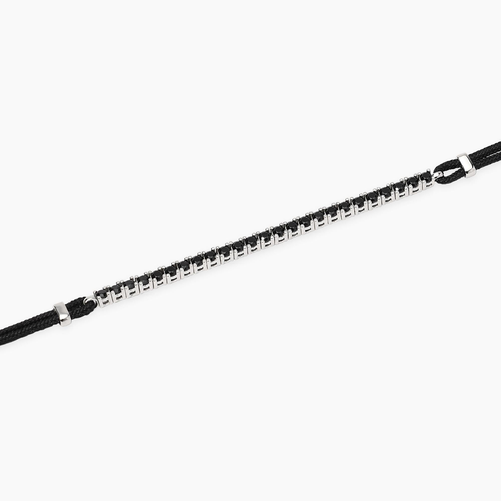 Mabina Uomo - Bracciale con cordino e tennis di zirconi neri MIDNIGHT - 534116
