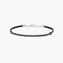 Mabina Uomo - Bracciale con cordino e tennis di zirconi neri MIDNIGHT - 534116