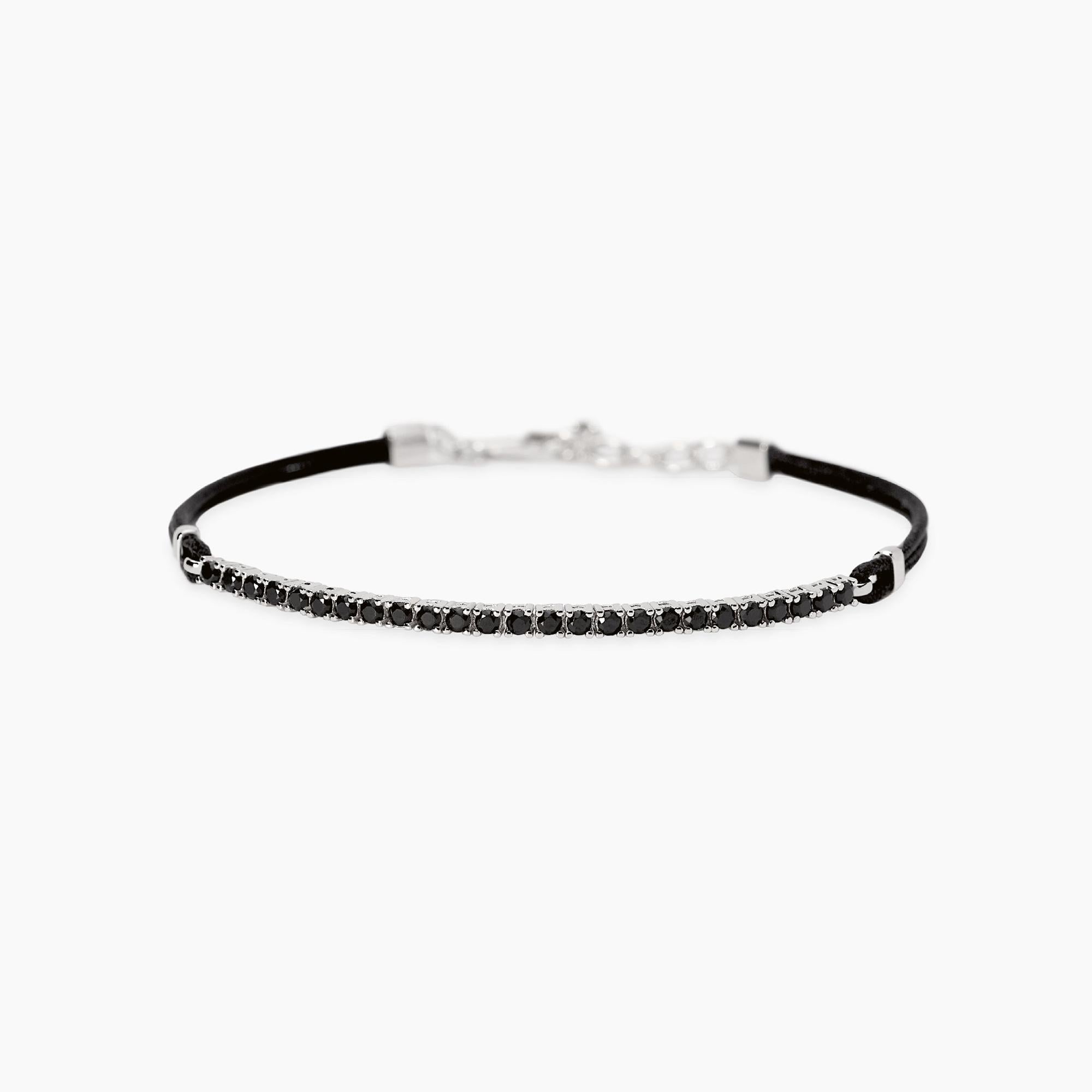 Mabina Uomo - Bracciale con cordino e tennis di zirconi neri MIDNIGHT - 534116