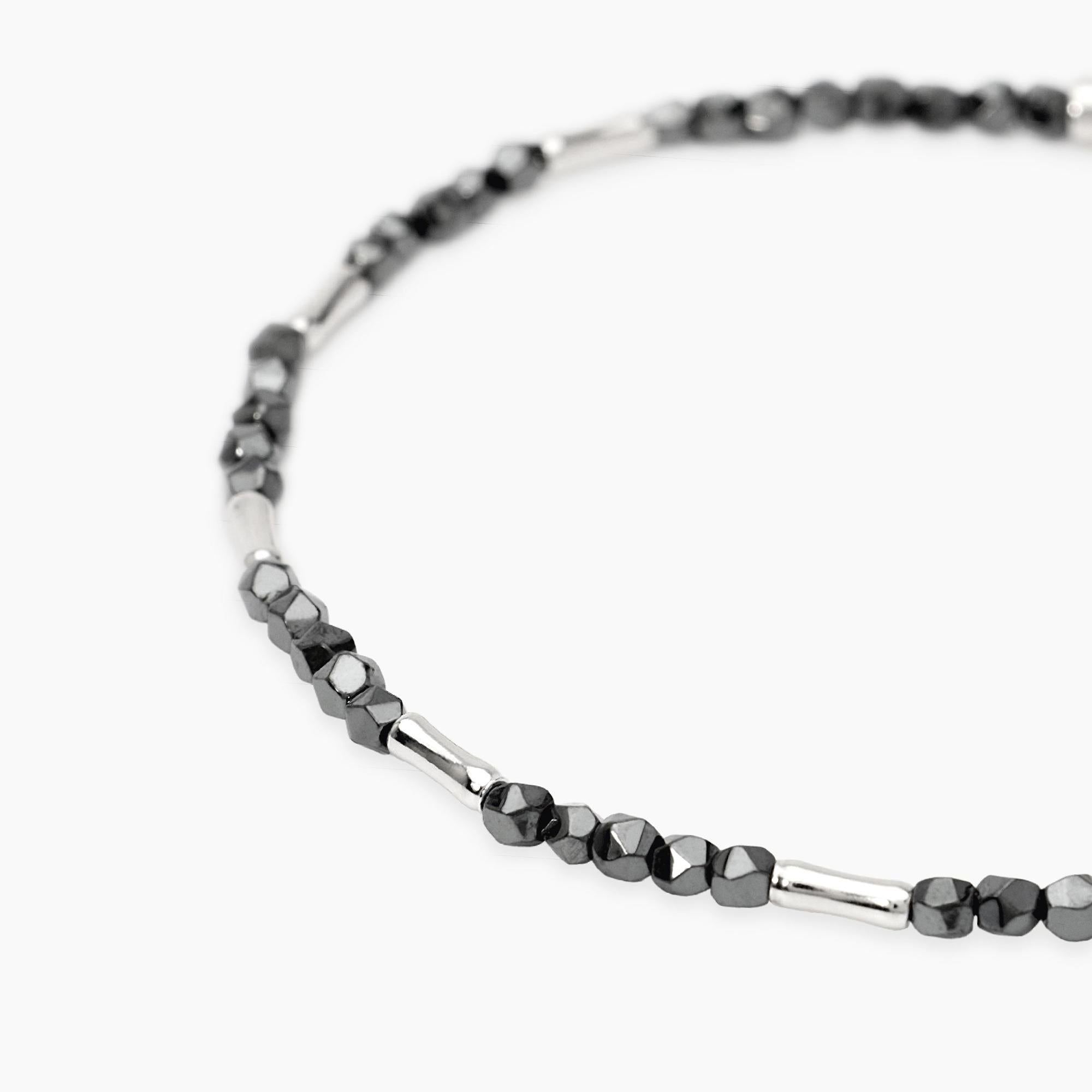 Mabina Uomo - Bracciale regolabile con bambù e sfere di ematite ROCKET - 534117