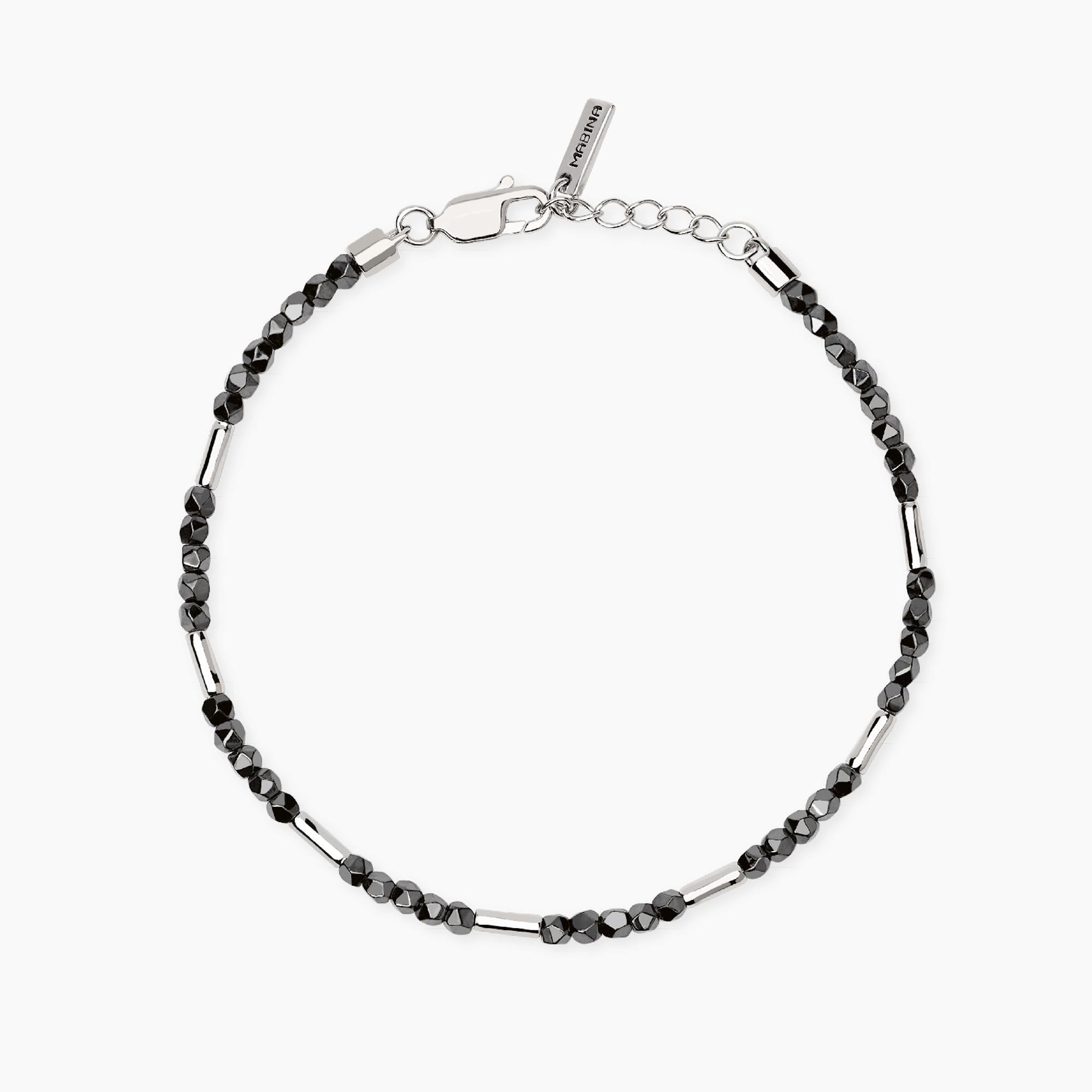 Mabina Uomo - Bracciale regolabile con bambù e sfere di ematite ROCKET - 534117