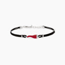 Mabina Uomo - Bracciale con cornetto rosso smaltato e cordino nero IL QUATTRINO - 534119