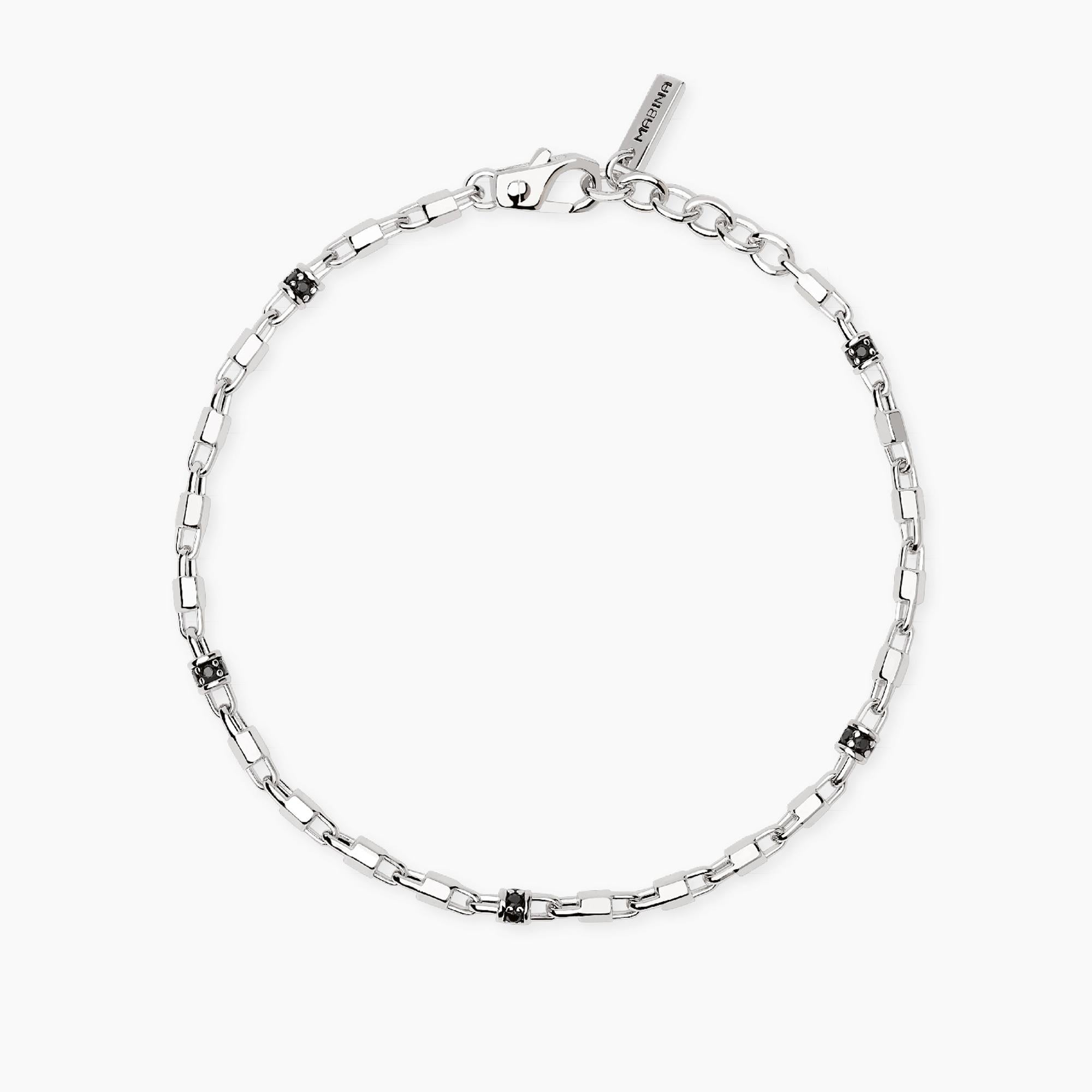 Mabina Uomo - Bracciale regolabile con elementi esagonali e zirconi neri WAY OUT - 534120
