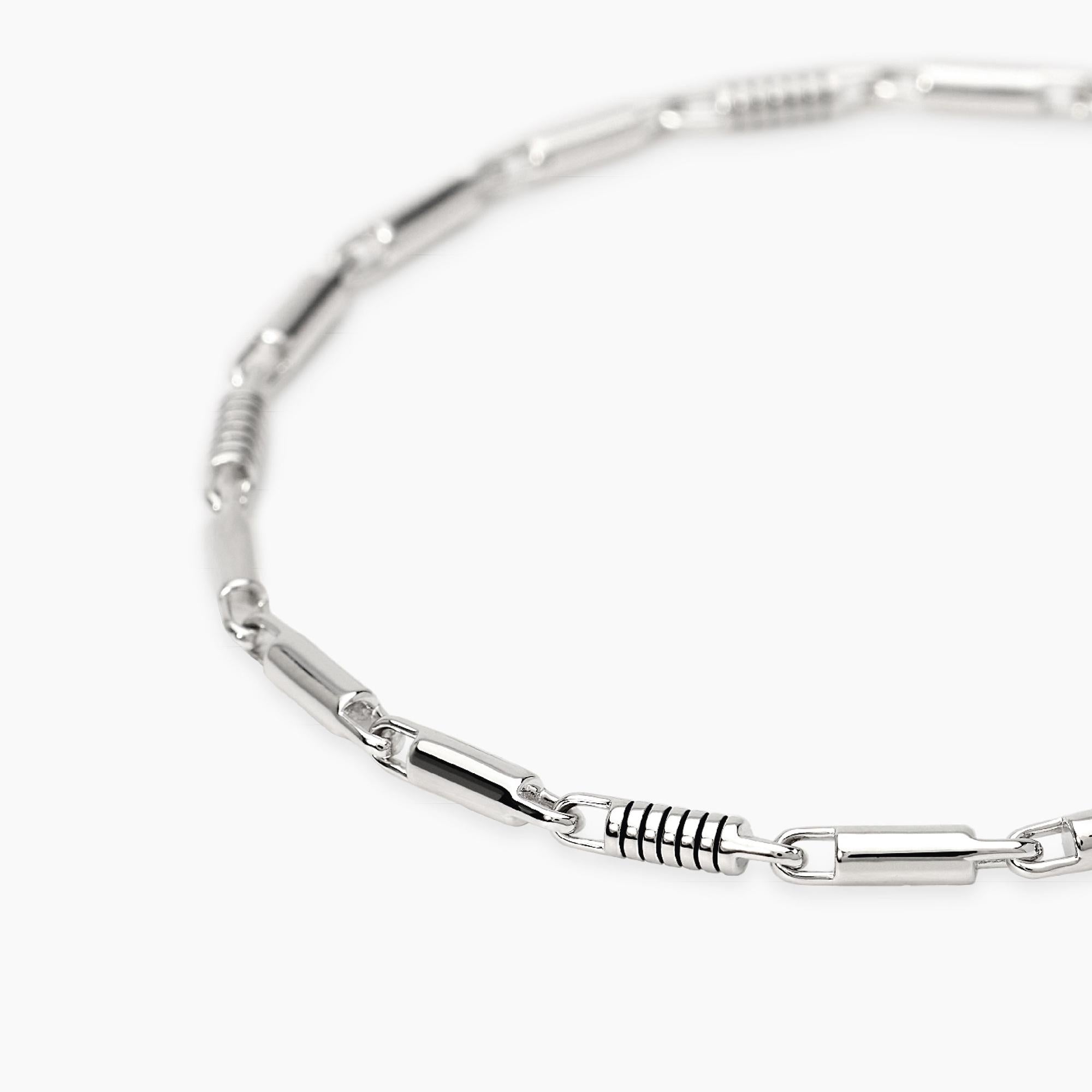 Mabina Uomo - Bracciale regolabile con cilindri lucidi e incisioni nere ROLLER - 534121