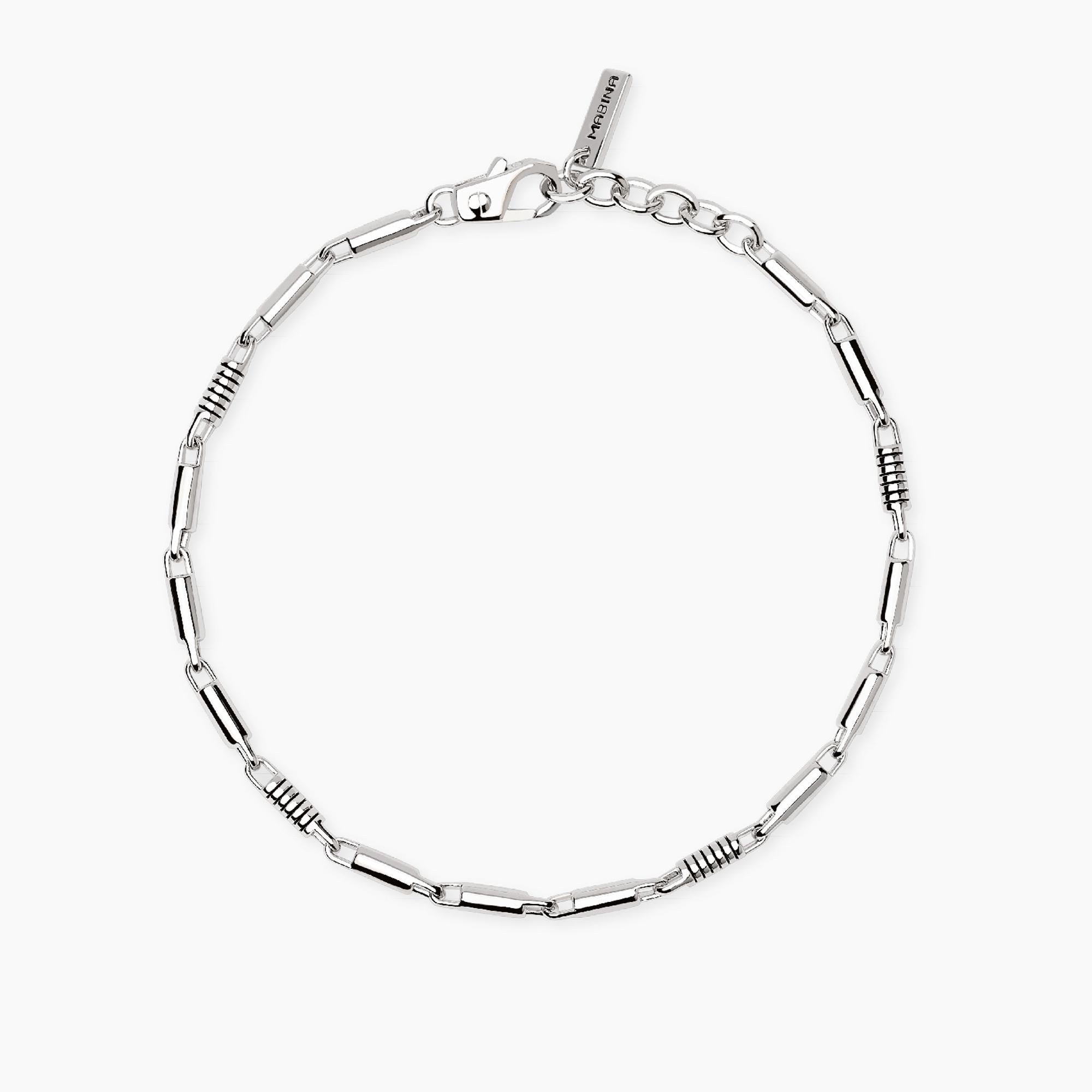 Mabina Uomo - Bracciale regolabile con cilindri lucidi e incisioni nere ROLLER - 534121