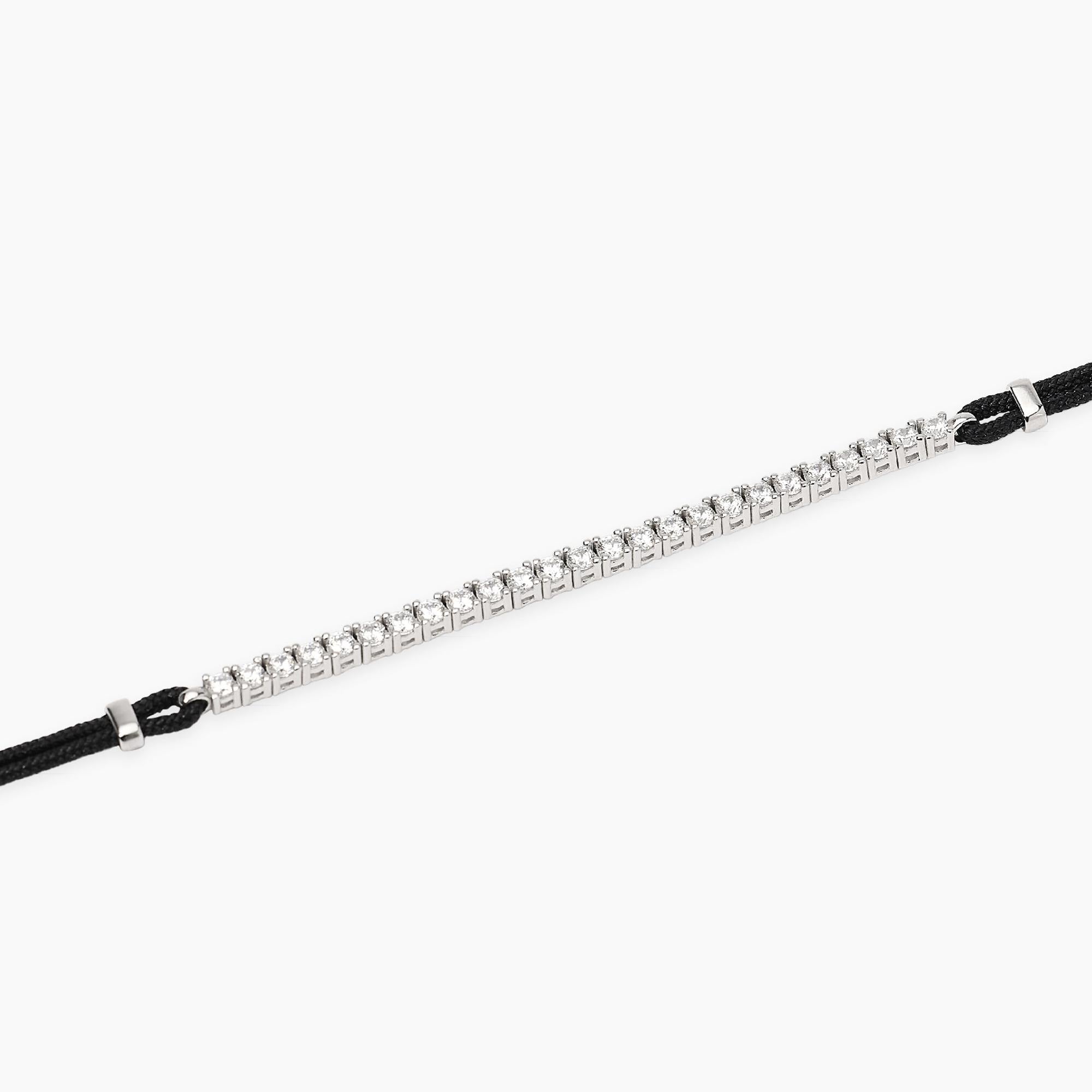 Mabina Uomo - Bracciale con cordino e tennis di zirconi bianchi MIDNIGHT - 534122